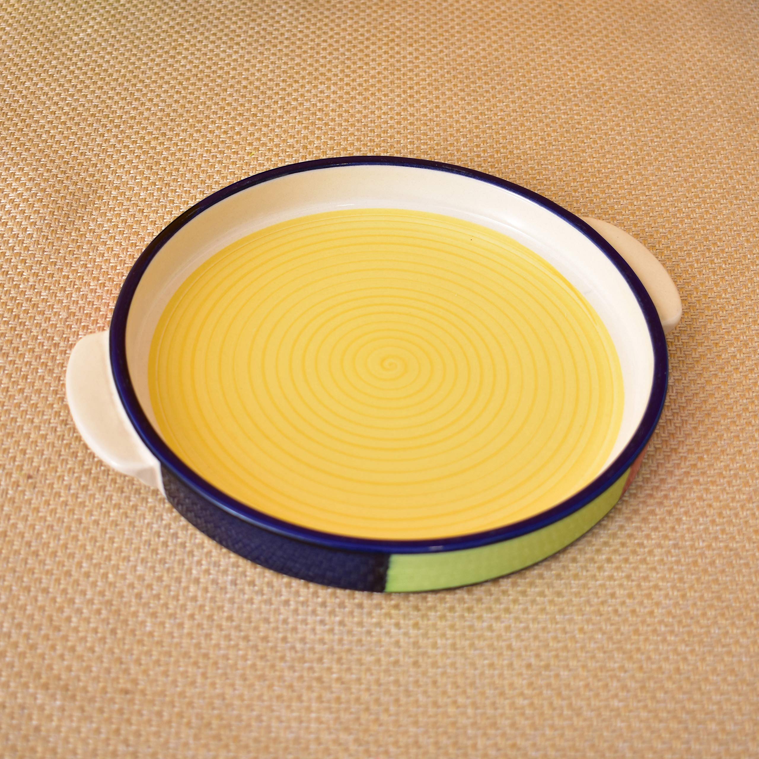 Kunhar Ceramic Snacks Serving Tray, Pizza Plate - 1 Piece, Yellow, 10 Inch - Image 3