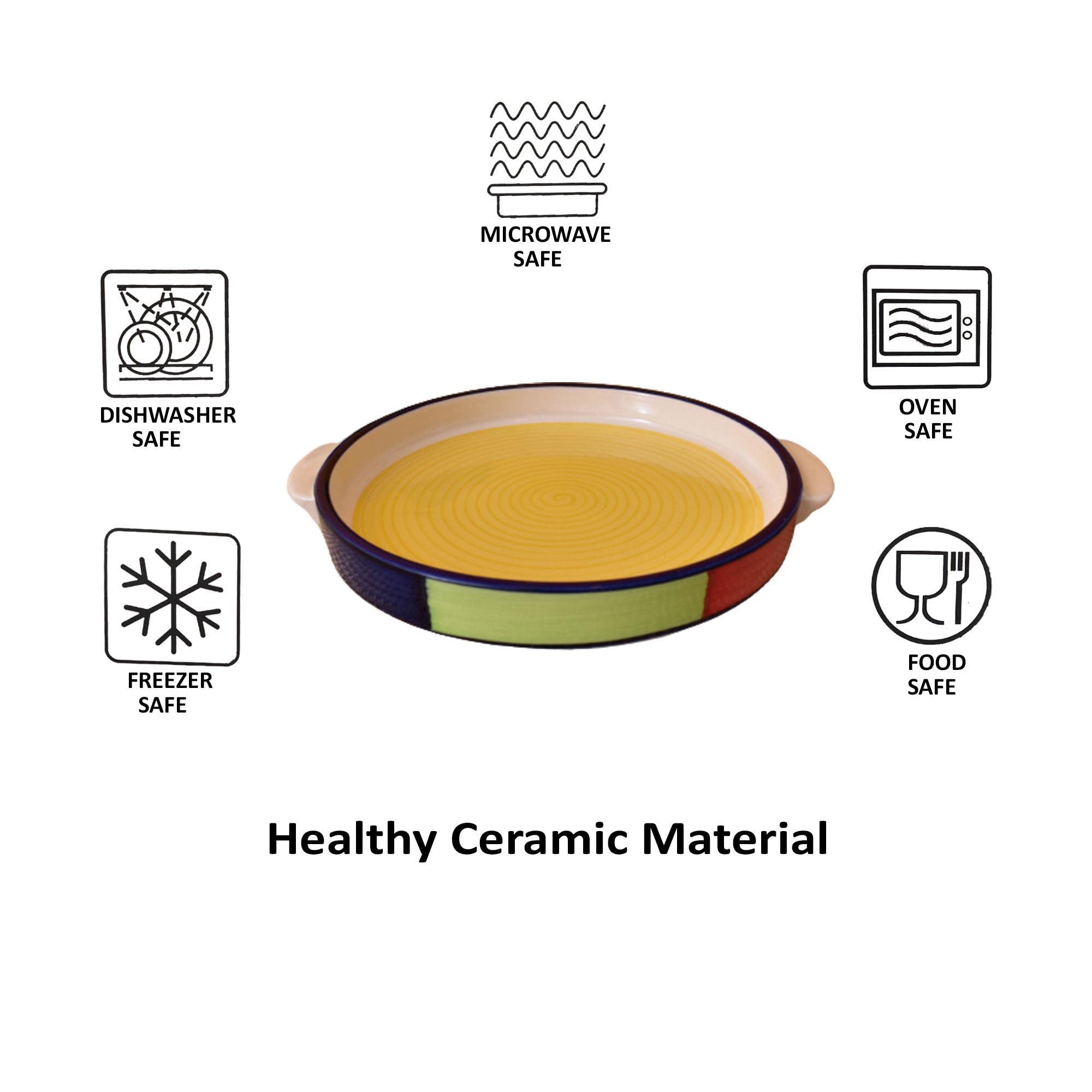 Kunhar Ceramic Snacks Serving Tray, Pizza Plate - 1 Piece, Yellow, 10 Inch - Image 5