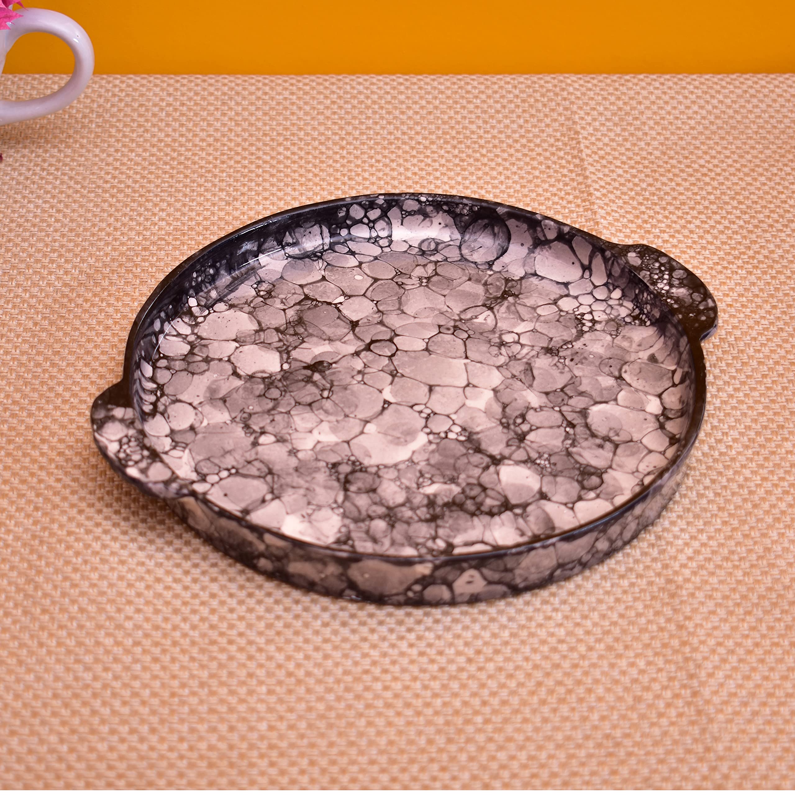 Kunhar Ceramic Snacks Serving Tray, Pizza Plate - 1 Piece, Black Luster, 10 Inch - Image 4