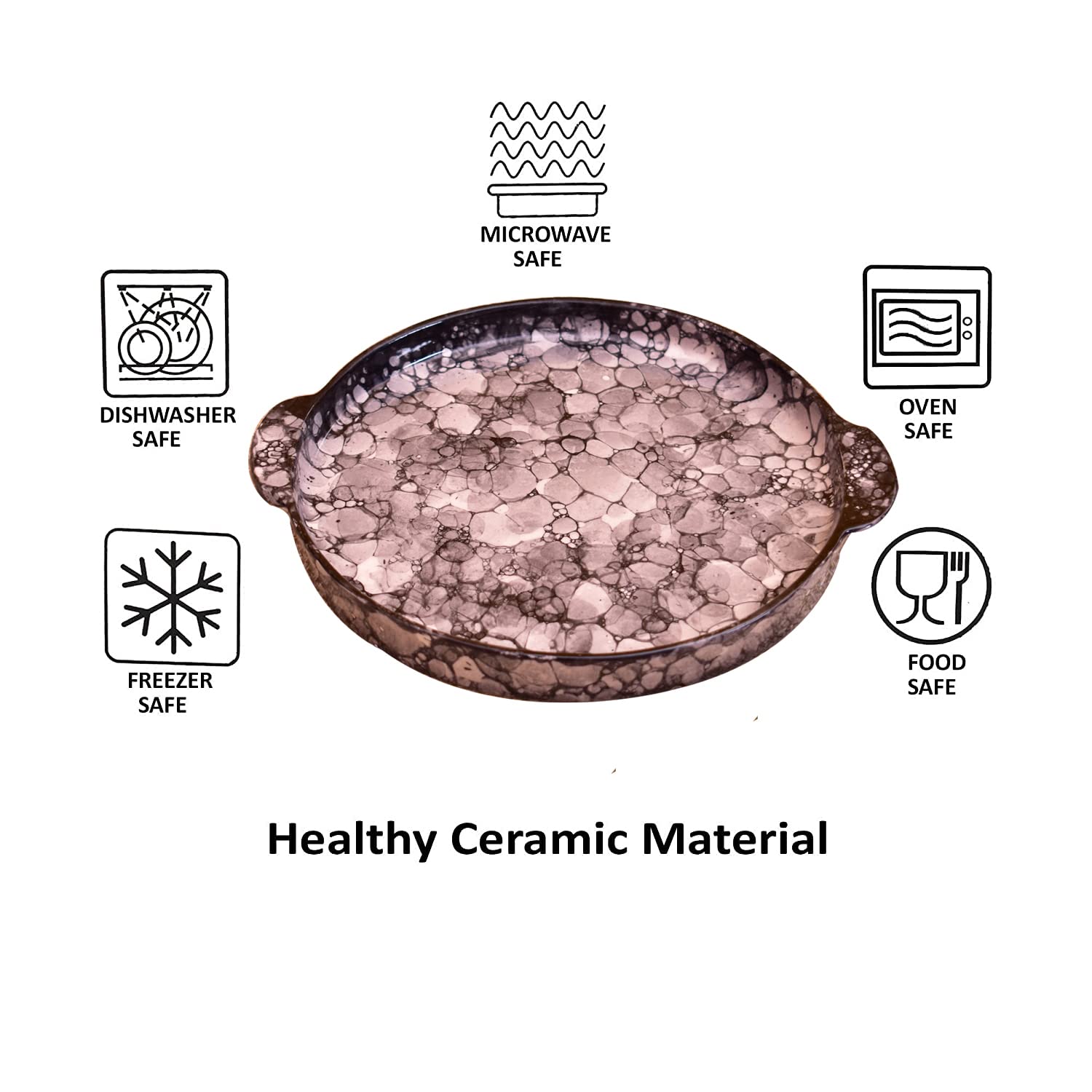 Kunhar Ceramic Snacks Serving Tray, Pizza Plate - 1 Piece, Black Luster, 10 Inch - Image 5