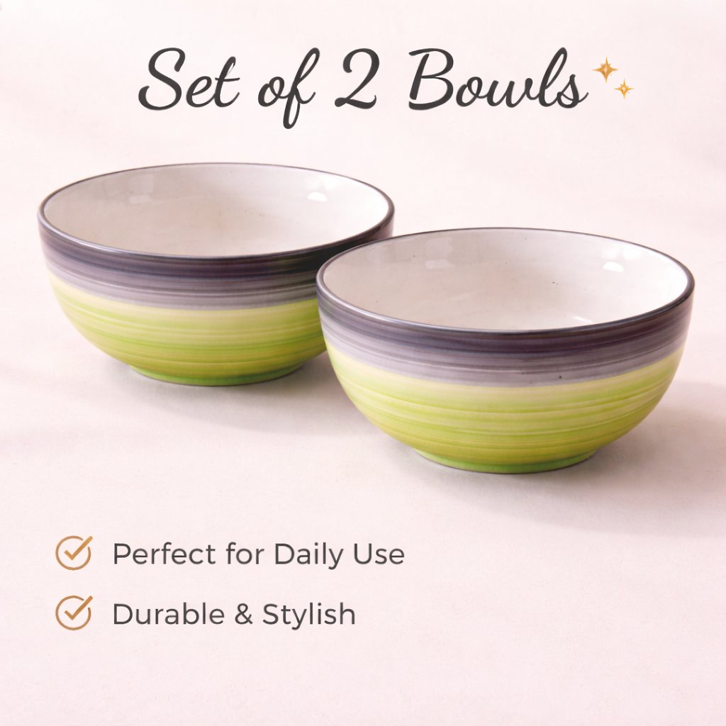 Kunhar Ceramic Serving Bowls (Green Gray, 400 ml) - 2 Pieces - Image 6