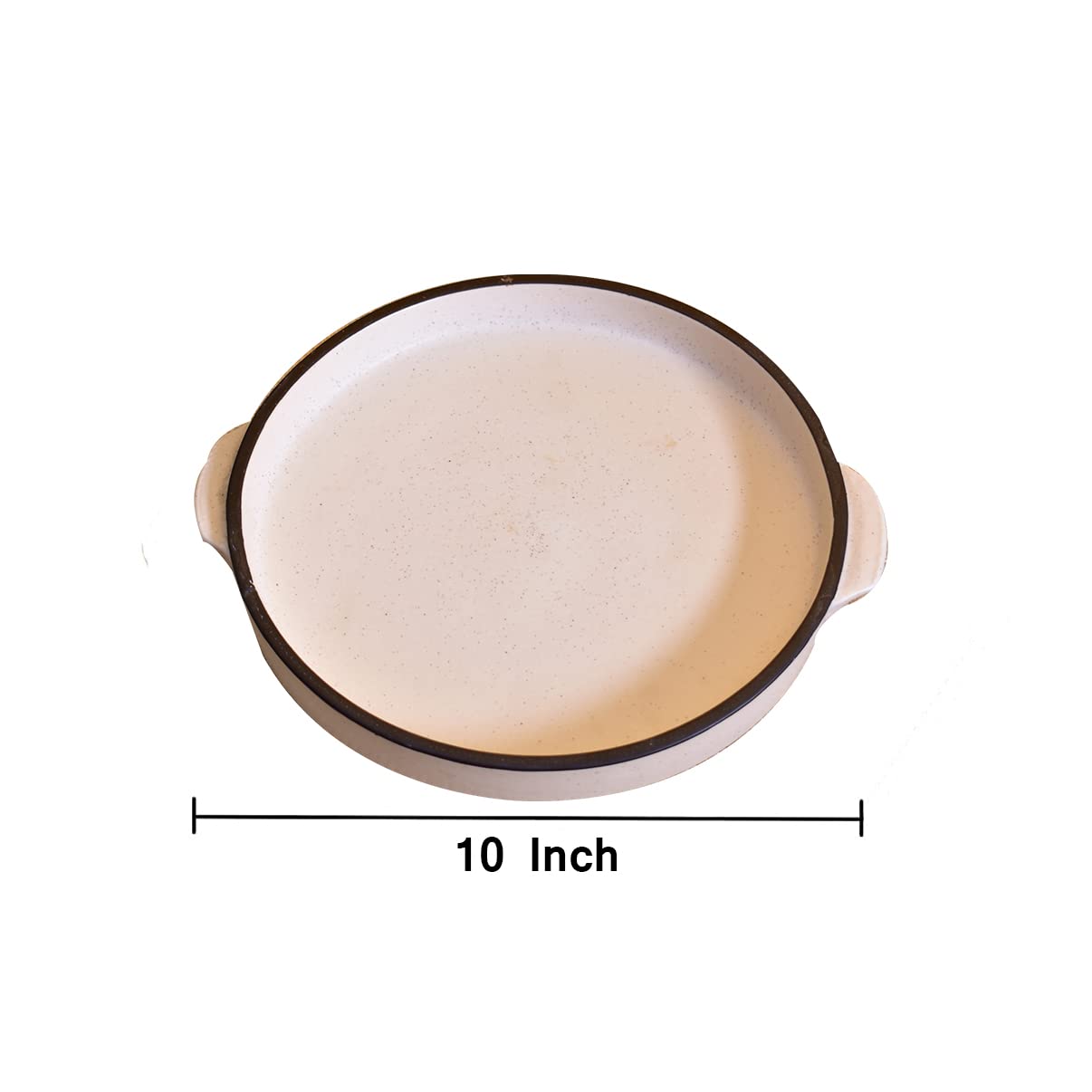 Kunhar Ceramic Snacks Serving Tray, Pizza Plate - 1 Piece, 10 Inch, White Black Border Matt Finish - Image 2