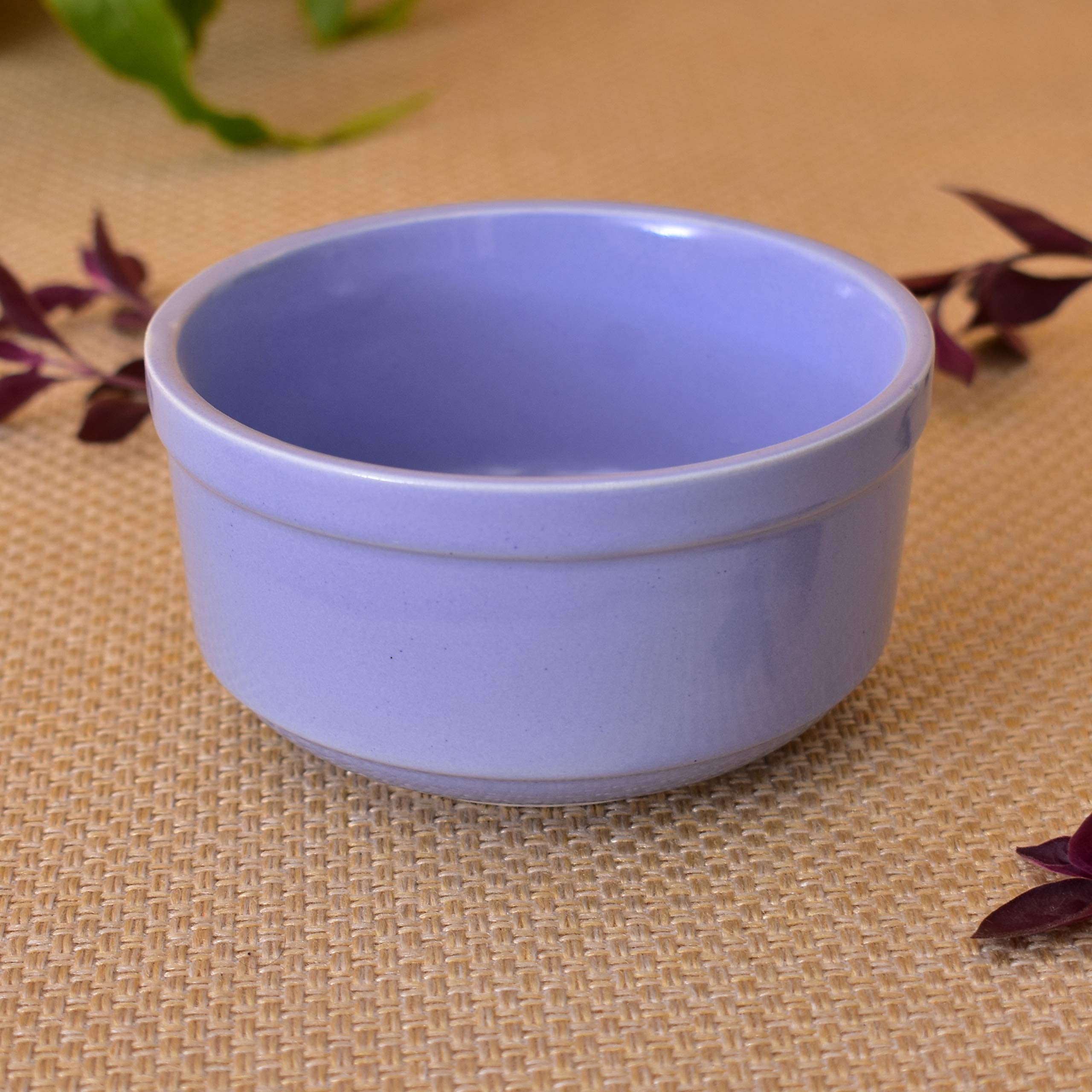 Kunhar Ceramic Bowls - 300 ML, 2 Pieces, Lavender Blue with 2 Spoon - Image 4