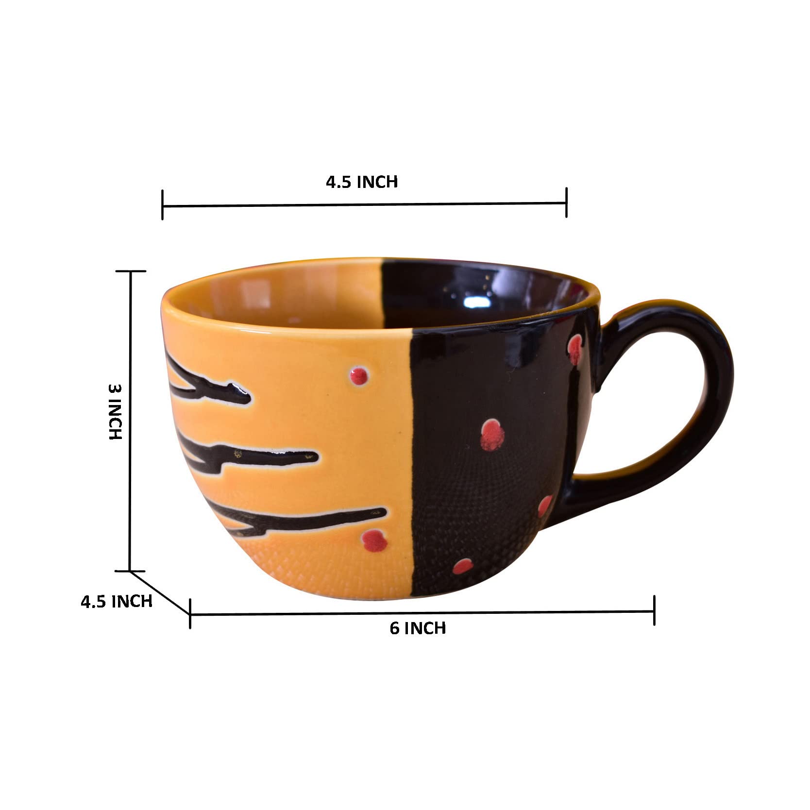 Kunhar Ceramic Soup Mug - Tiger Eye Black, 2 Piece, 350 ML - Image 2