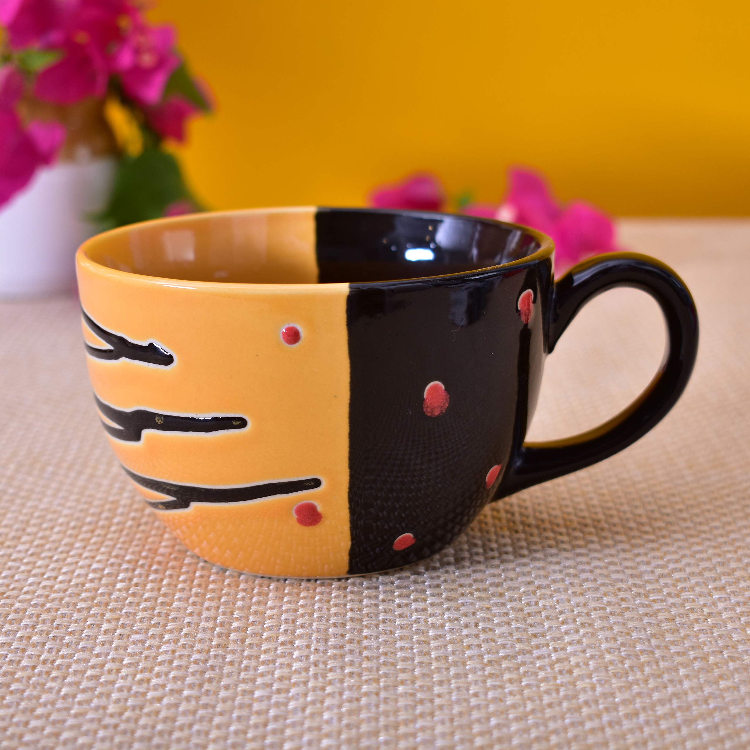 Kunhar Ceramic Soup Mug - Tiger Eye Black, 2 Piece, 350 ML - Image 3