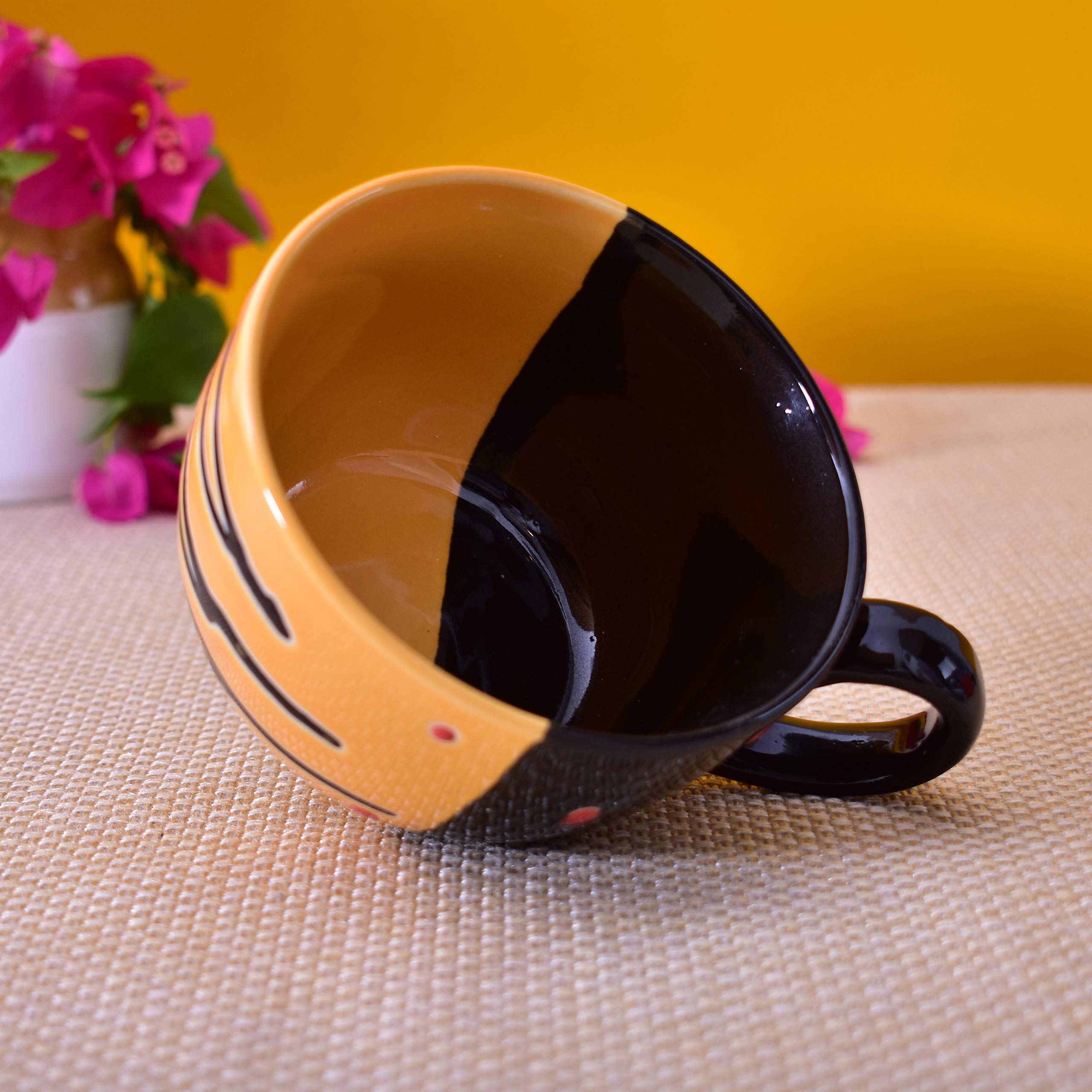 Kunhar Ceramic Soup Mug - Tiger Eye Black, 2 Piece, 350 ML - Image 5