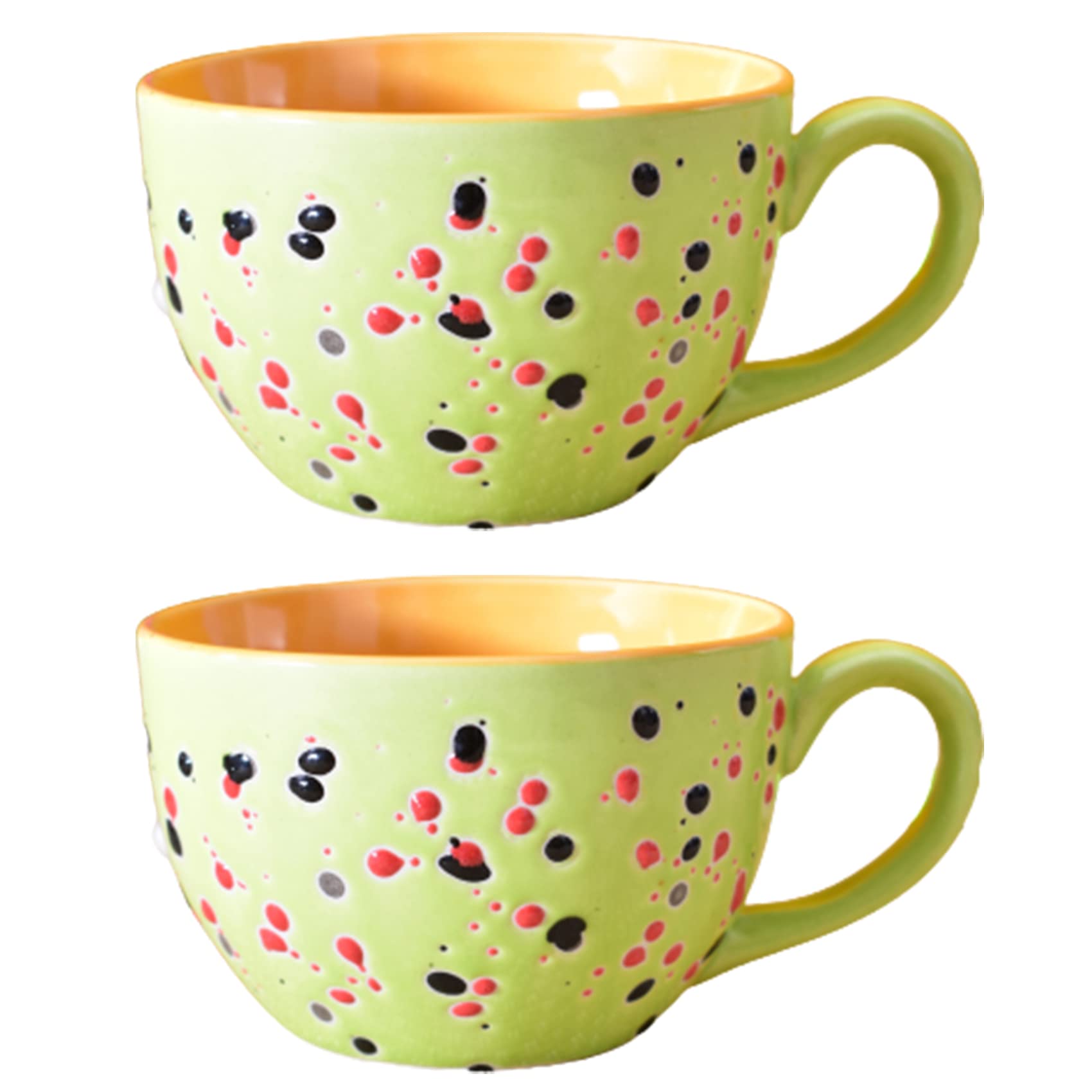 Kunhar Ceramic Soup Mug - Wild Willow, 2 Piece, 350 ML