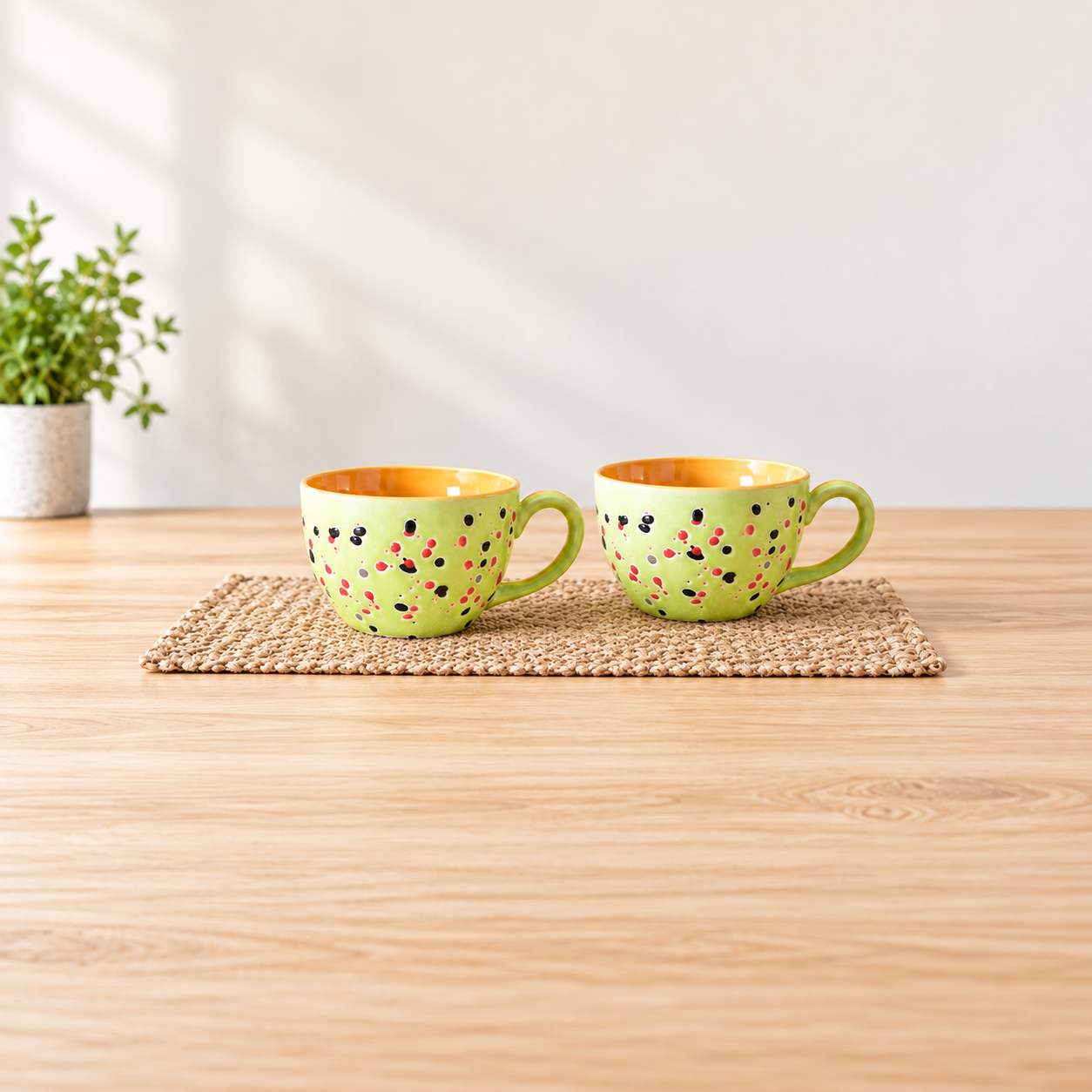 Kunhar Ceramic Soup Mug - Wild Willow, 2 Piece, 350 ML