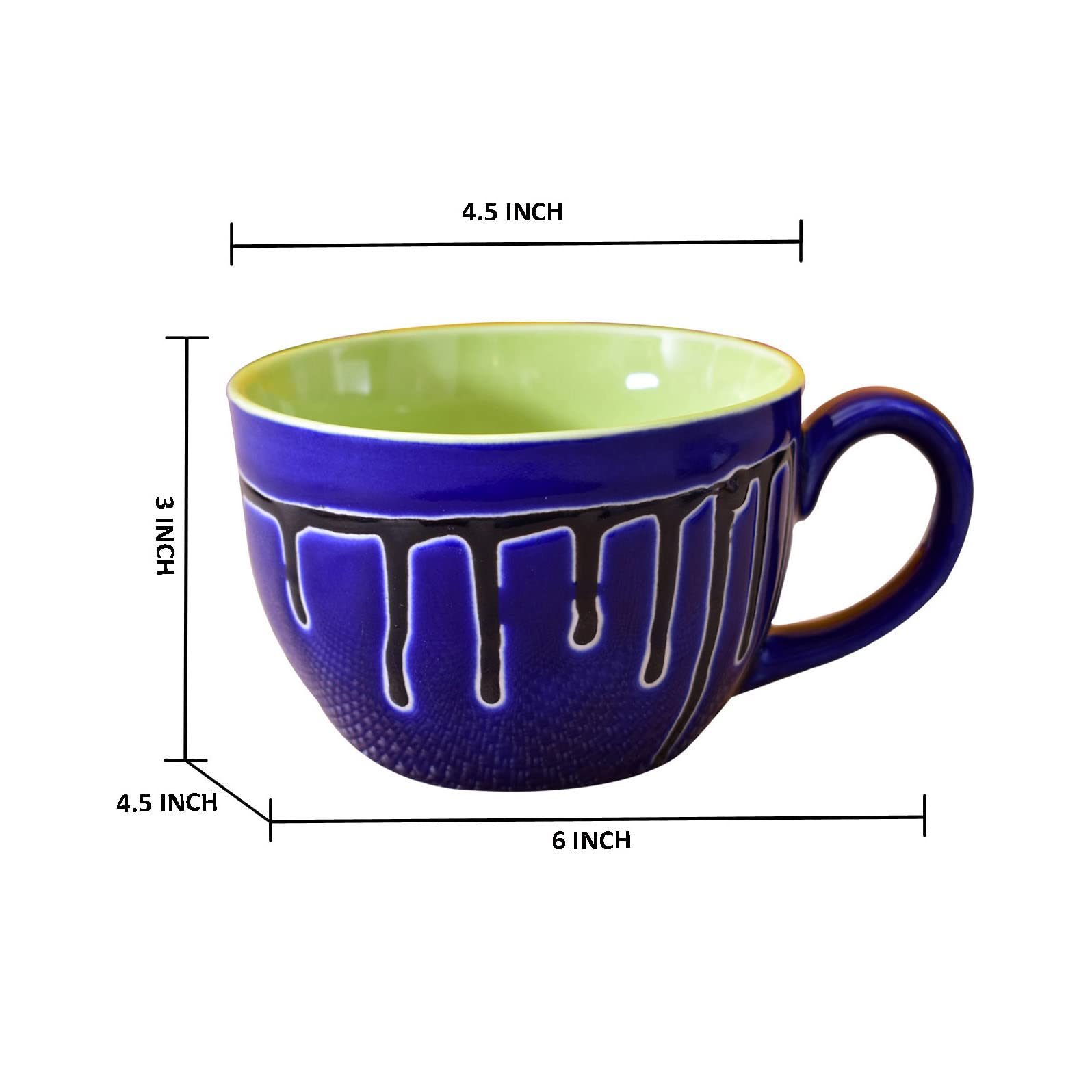 Kunhar Ceramic Soup Mug - Blue Green, 2 Piece, 350 ML - Image 2