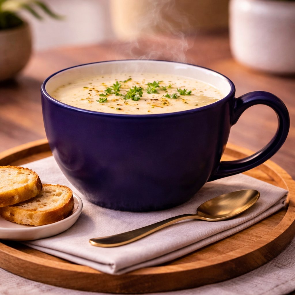 Kunhar Ceramic Jumbo Coffee Mug Soup Mug Noodle Mug - 350 ML - Microwave Safe & Freezer Safe, Set of 1, Blue White - Image 3