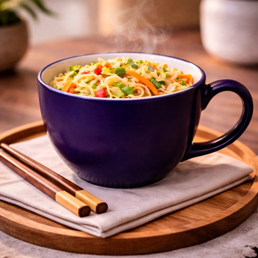 Kunhar Ceramic Jumbo Coffee Mug Soup Mug Noodle Mug - 350 ML - Microwave Safe & Freezer Safe, Set of 1, Blue White - Image 2