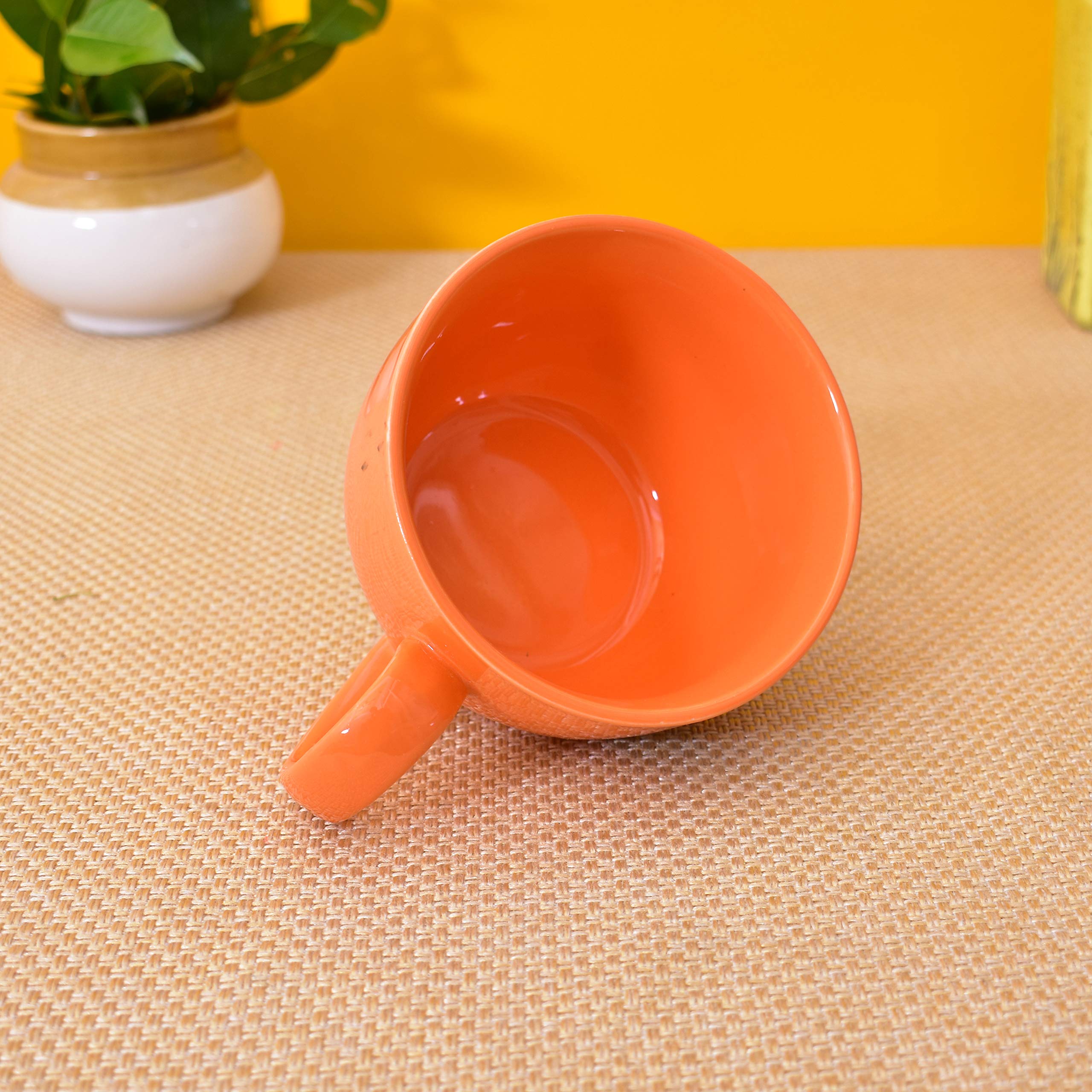 Kunhar Ceramic Soup Mug - Orange, 2 Piece, 350 ML - Image 4