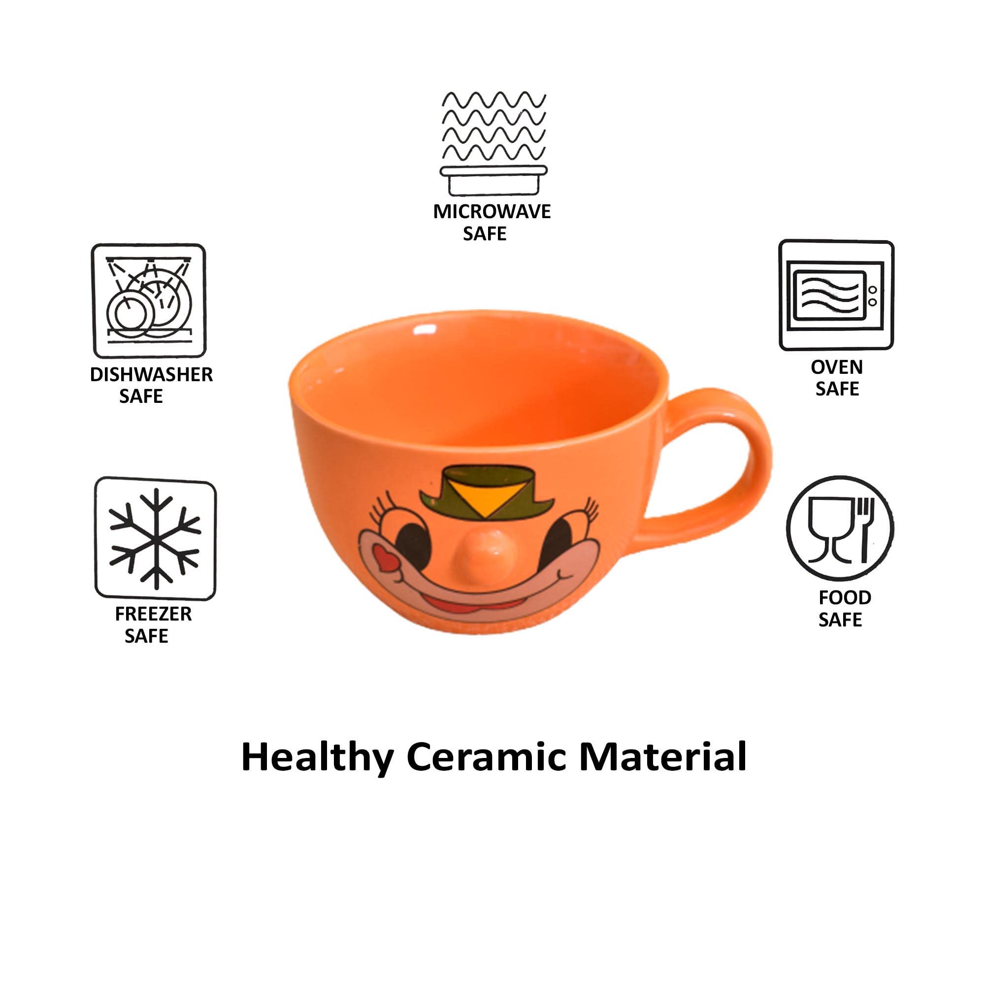 Kunhar Ceramic Soup Mug - Orange, 2 Piece, 350 ML - Image 6