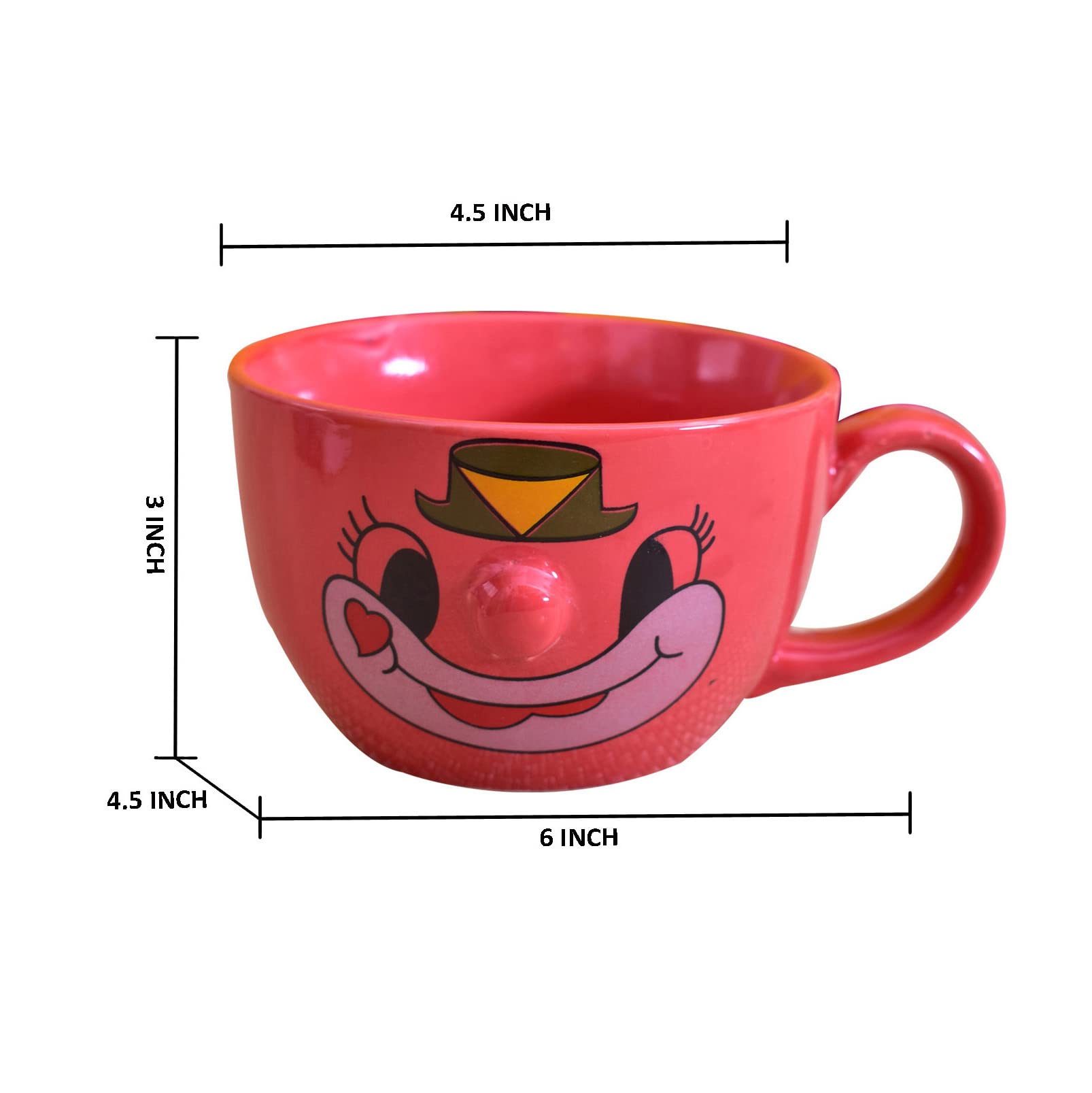 Kunhar Ceramic Soup Mug - Light Red, 2 Piece, 350 ML - Image 2