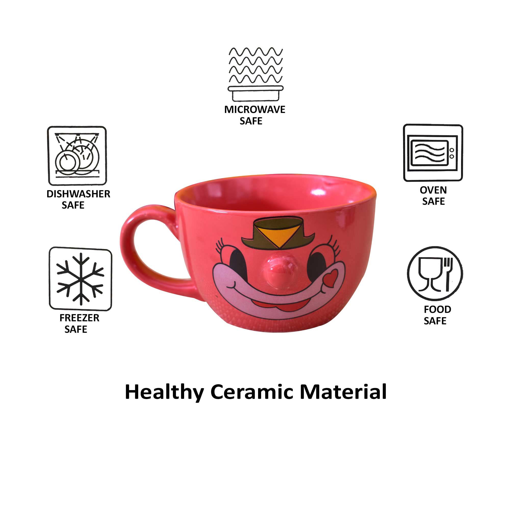 Kunhar Ceramic Soup Mug - Light Red, 2 Piece, 350 ML - Image 5