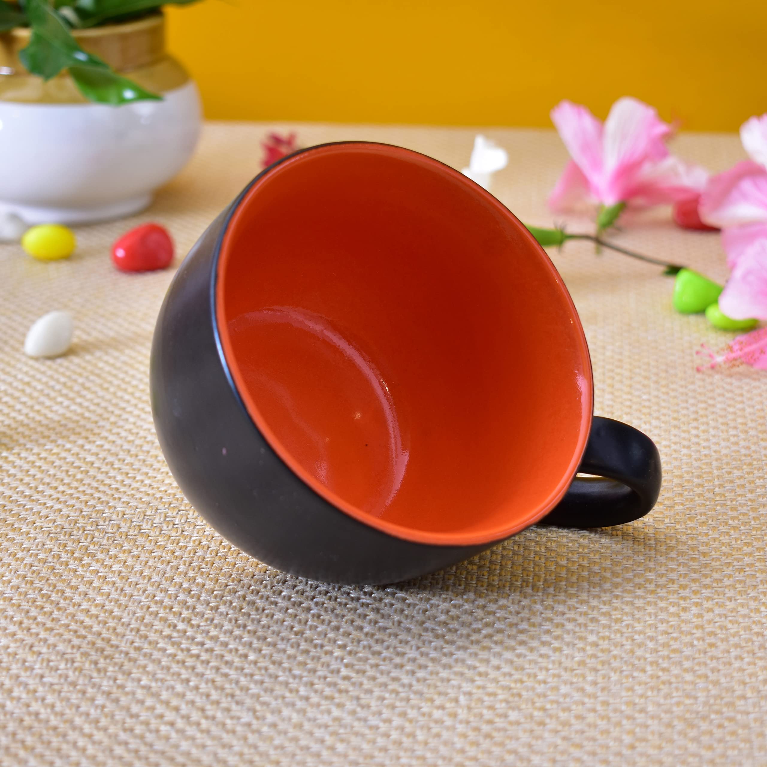 Kunhar Ceramic Soup Mug - White Blue, 2 Piece, 350 ML - Image 4