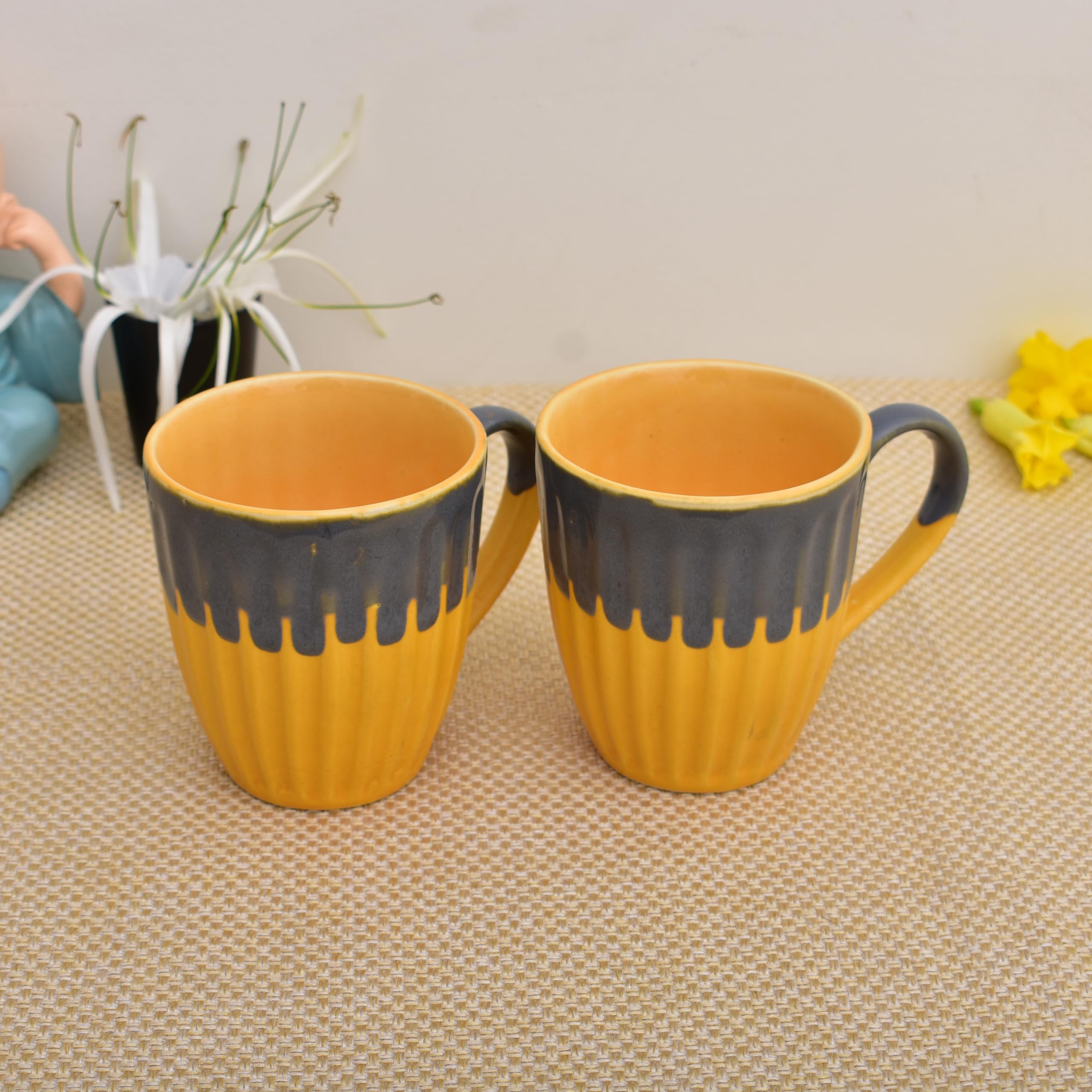Kunhar Ceramic Coffee Mug, Milk Mug 200 Ml, Yellow Greay - Image 3