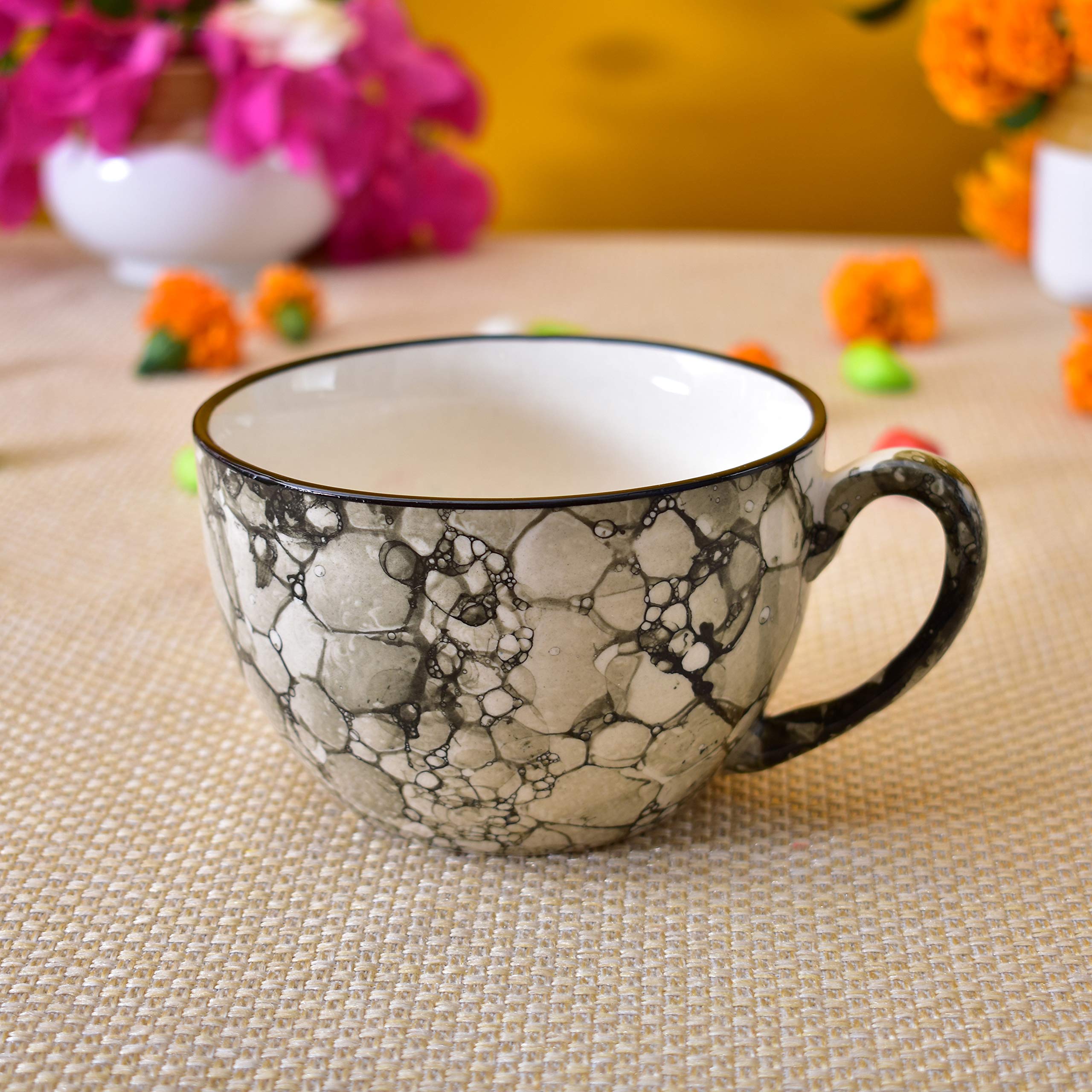 Kunhar Ceramic Soup Mug - Black Luster, 2 Piece, 350 ML - Image 3