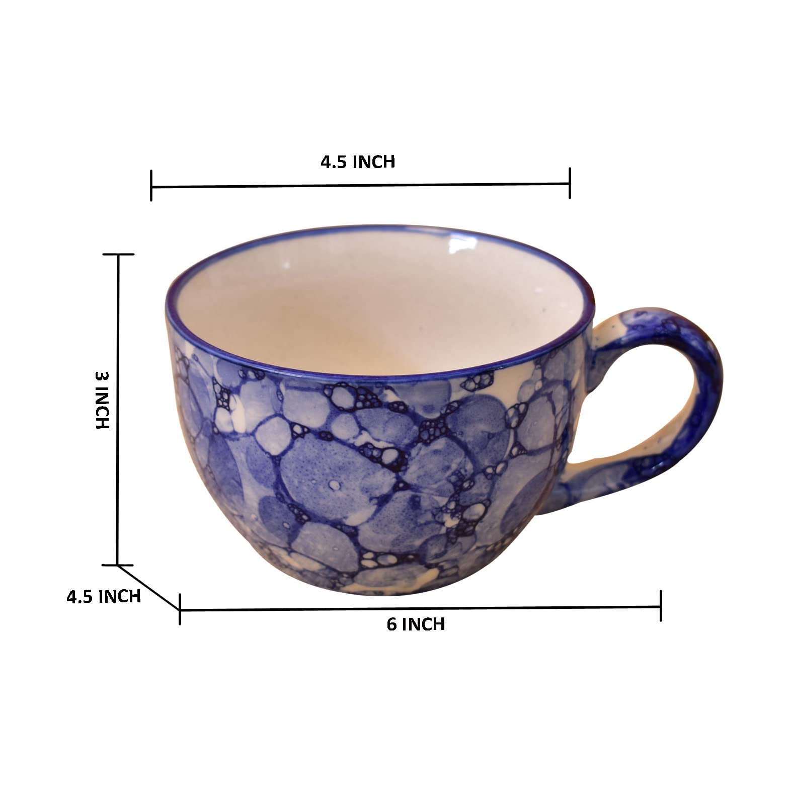 Kunhar Ceramic Soup Mug - Blue Luster, 2 Piece, 350 ML - Image 2