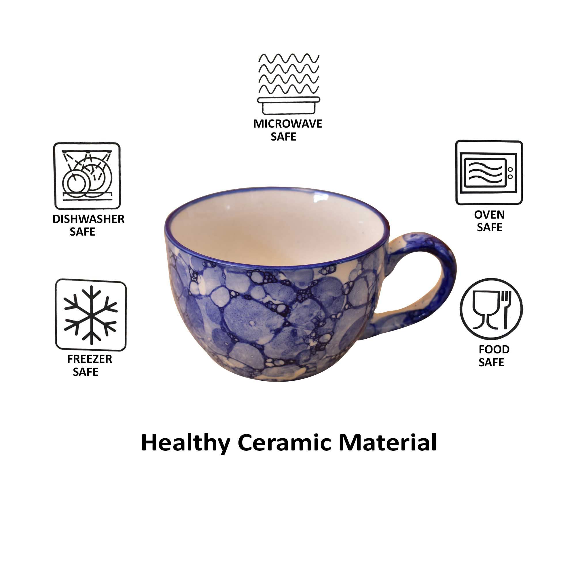 Kunhar Ceramic Soup Mug - Blue Luster, 2 Piece, 350 ML - Image 6