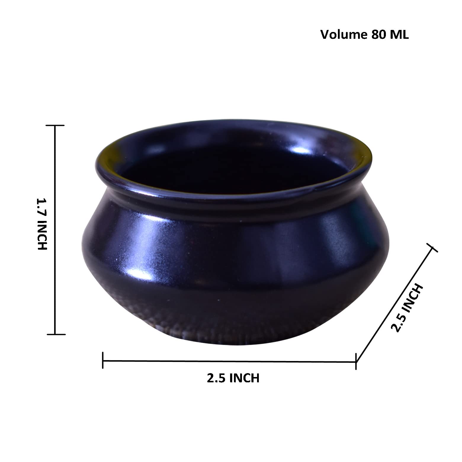 Kunhar Ceramic Sauce Holder - 90 ML, 4 Pieces, Black Matt - Image 2