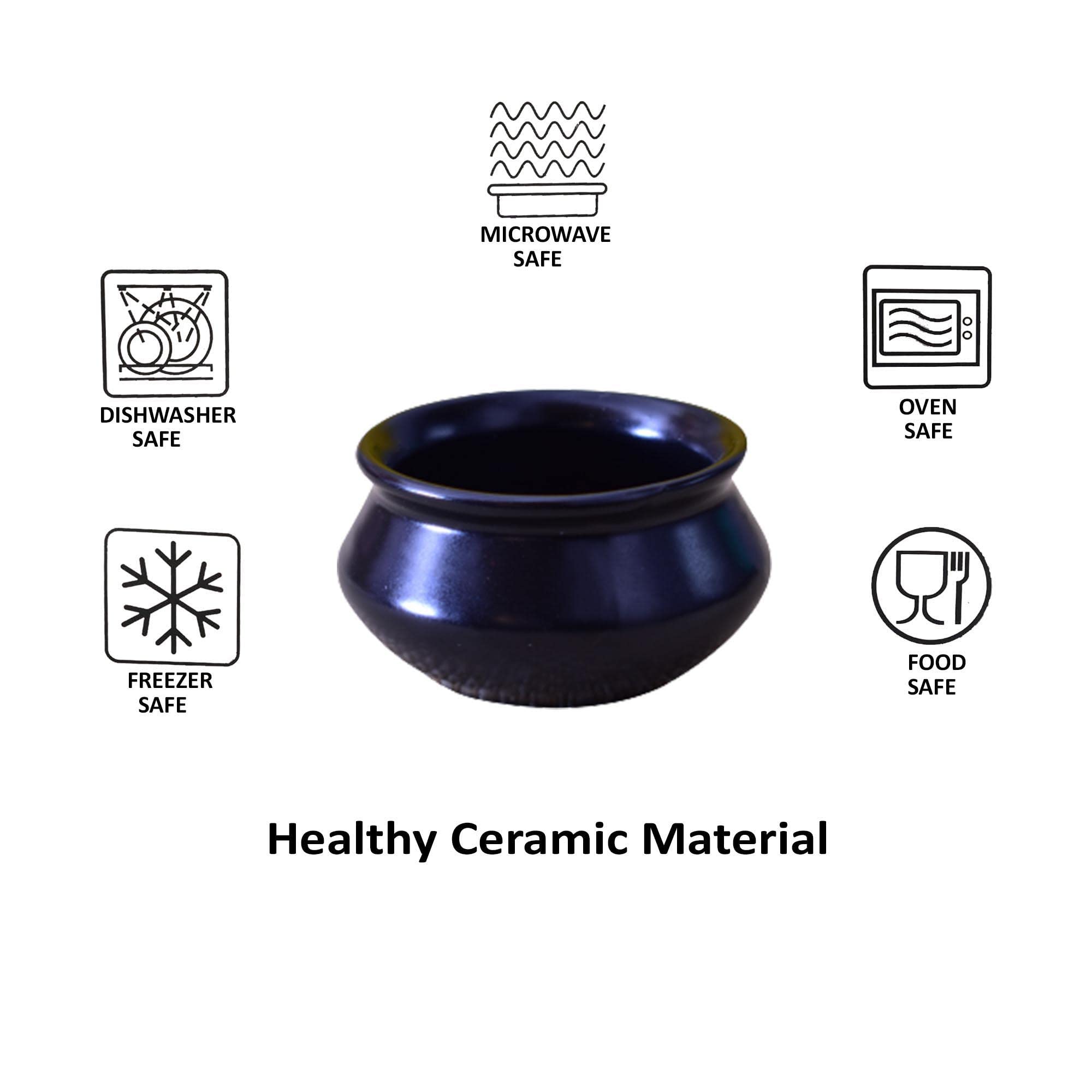 Kunhar Ceramic Sauce Holder - 90 ML, 4 Pieces, Black Matt - Image 4