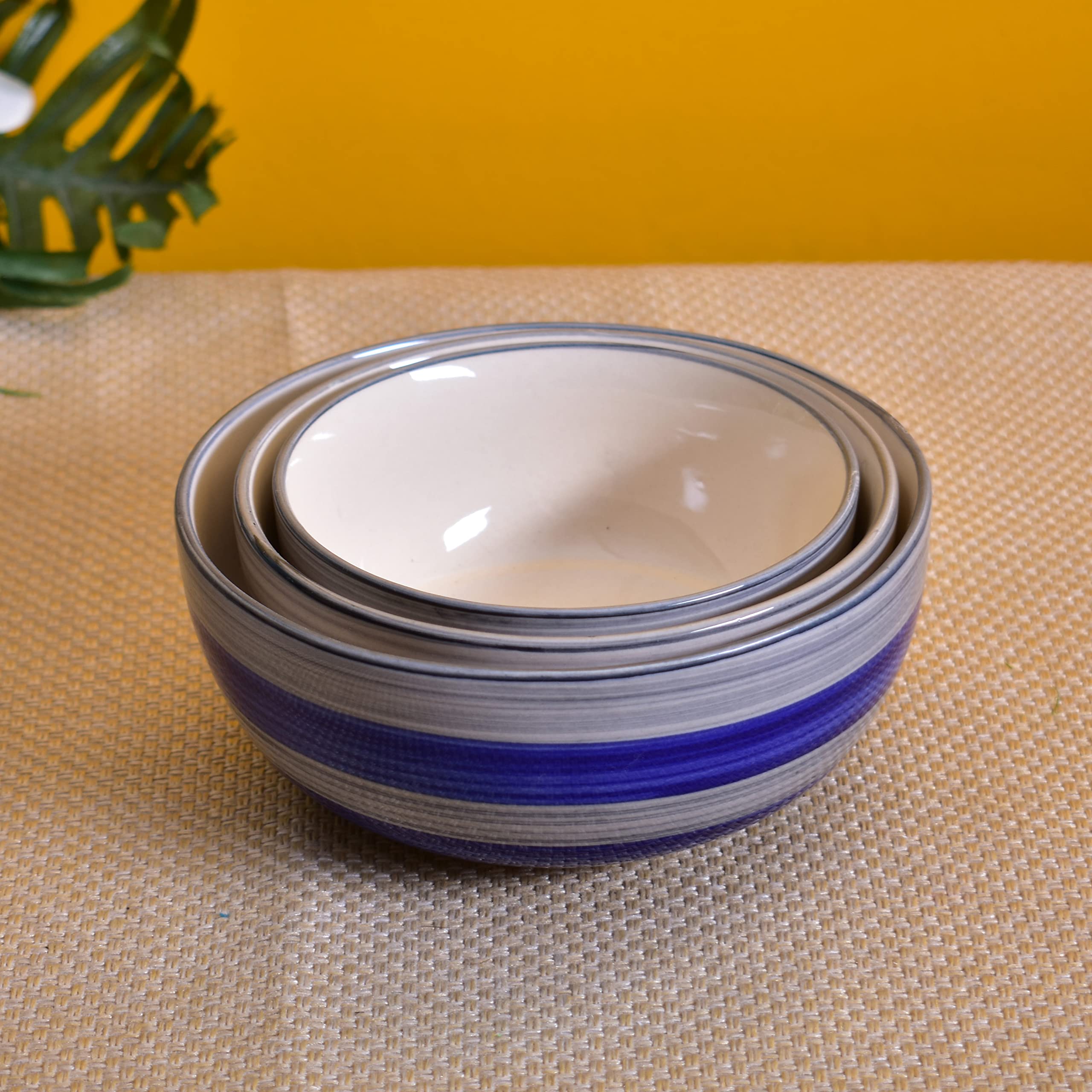 Kunhar Ceramic Mixing Bowls - 1500 ML, 800 ML and 600 ML, 3 Pieces, Monsoon - Image 3