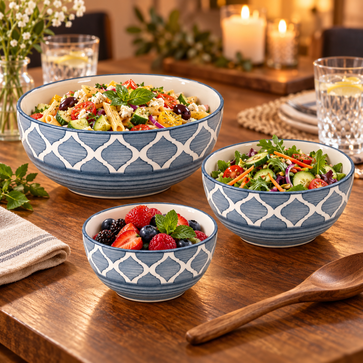 KunhaR Ceramic Mixing Bowl Set, 1500 ml, 800 ml & 600 ml, Grey | Set of 3 Nesting Bowls for Mixing, Serving, Salad, Pasta, Snacks & Kitchen Prep - Image 4