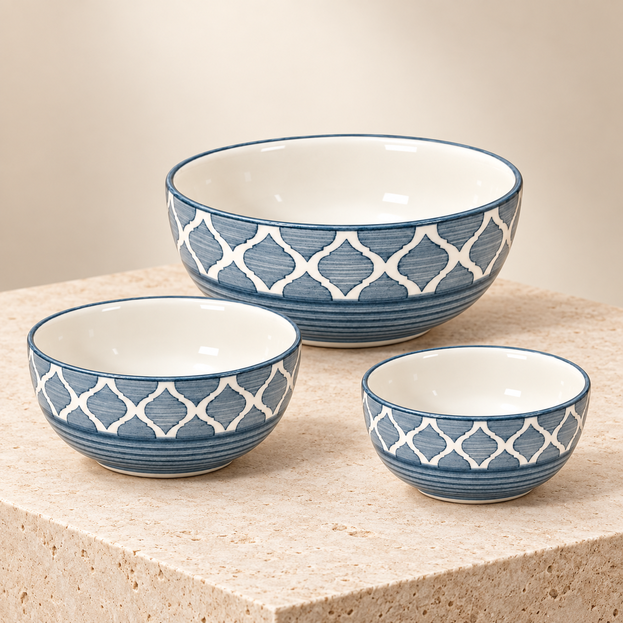 KunhaR Ceramic Mixing Bowl Set, 1500 ml, 800 ml & 600 ml, Grey | Set of 3 Nesting Bowls for Mixing, Serving, Salad, Pasta, Snacks & Kitchen Prep - Image 6