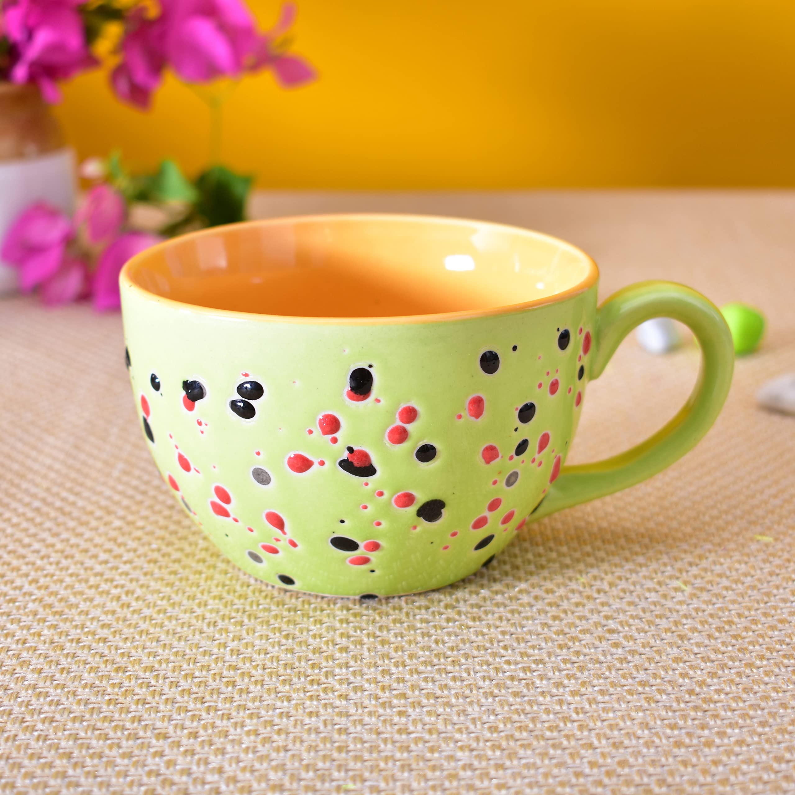 Kunhar Ceramic Soup Mug - Wild Willow, 4 Piece, 350 ML - Image 3