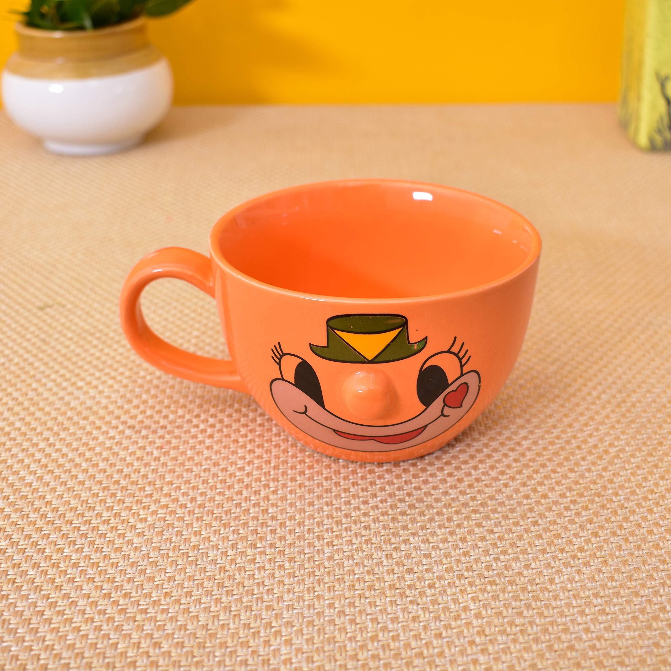 Kunhar Ceramic Soup Mug - Orange, 4 Piece, 350 ML - Image 3