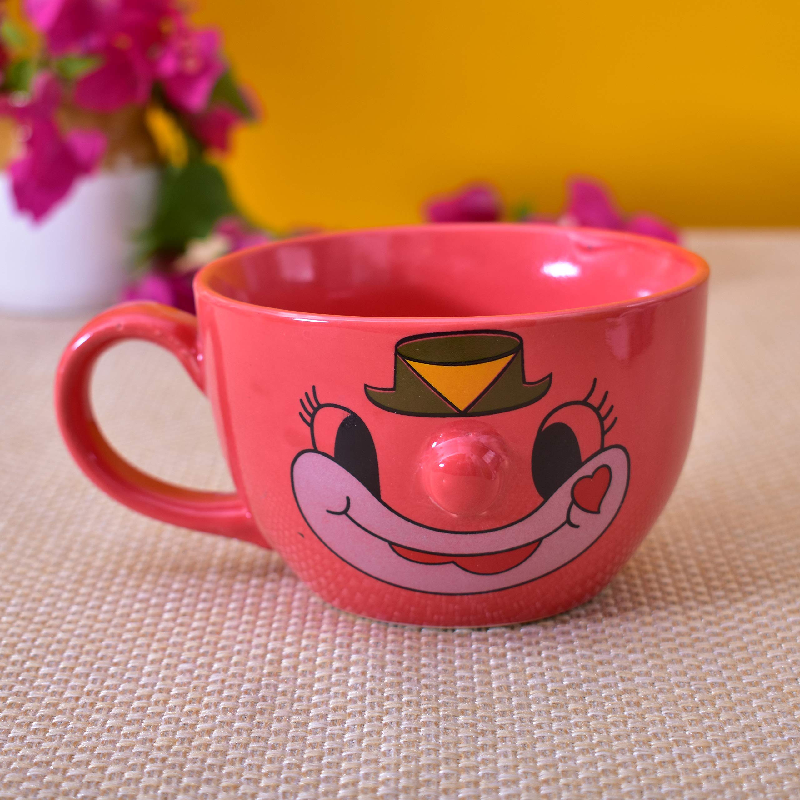 Kunhar Ceramic Soup Mug - Light Red, 4 Piece, 350 ML - Image 3