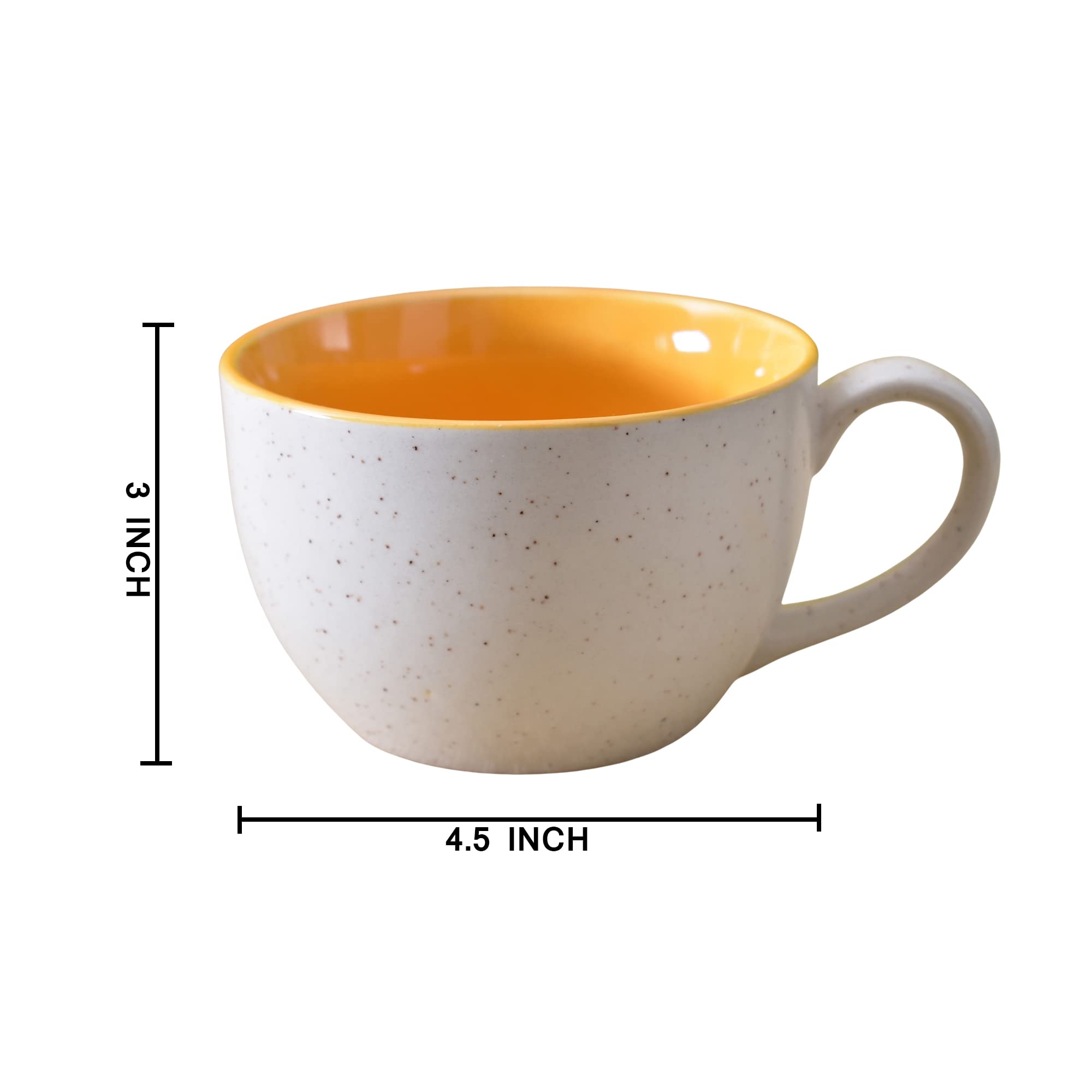 Kunhar Ceramic Soup Mug - White Yellow, 4 Piece, 350 ML - Image 2