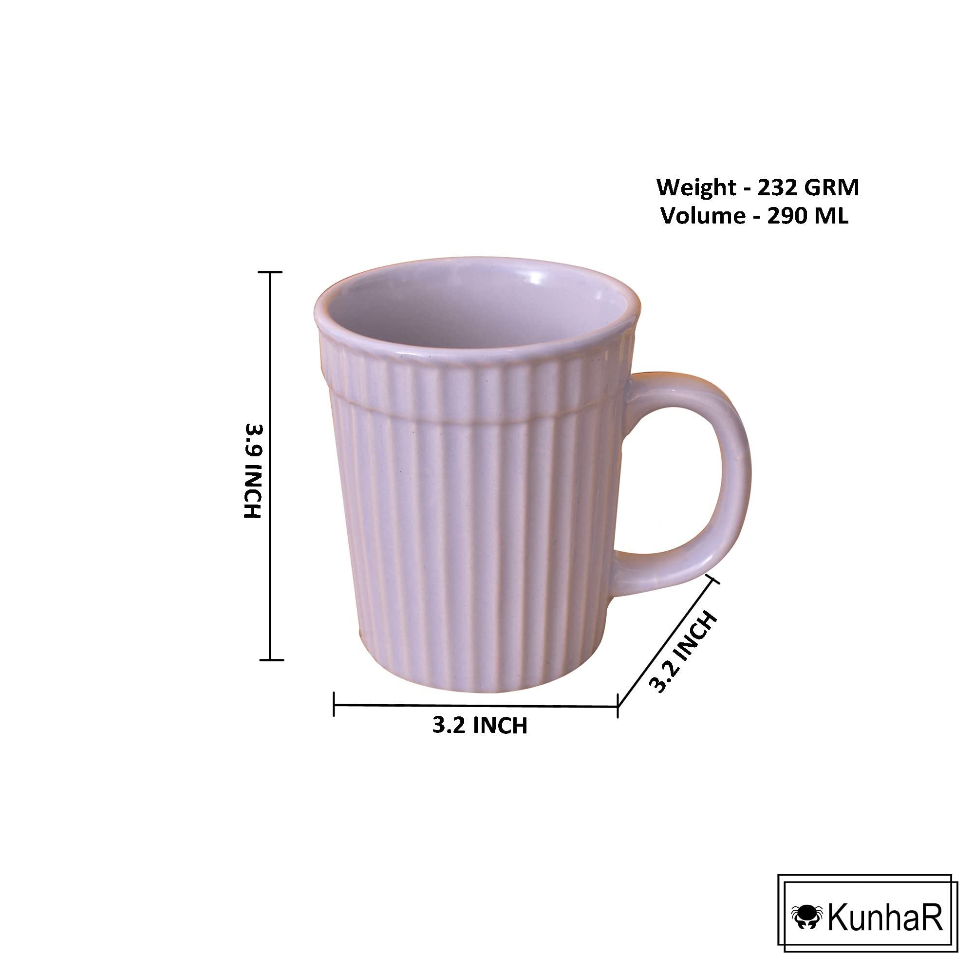 Kunhar Ceramic Coffee Mugs - 4 Piece, Baby Blue, 290ml - Image 3