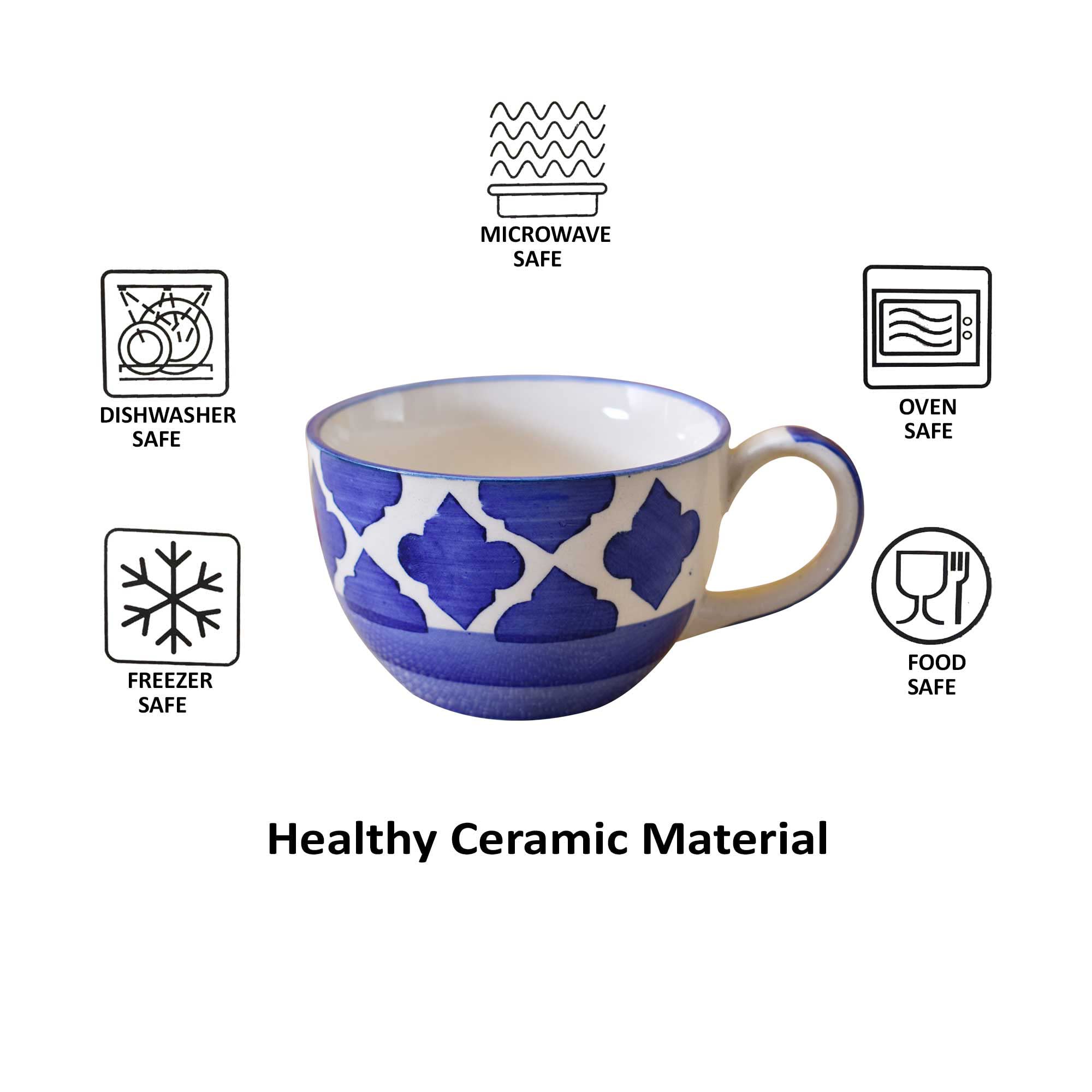 Kunhar Ceramic Soup Mug - Blue Chidi, 4 Piece, 350 ML - Image 6