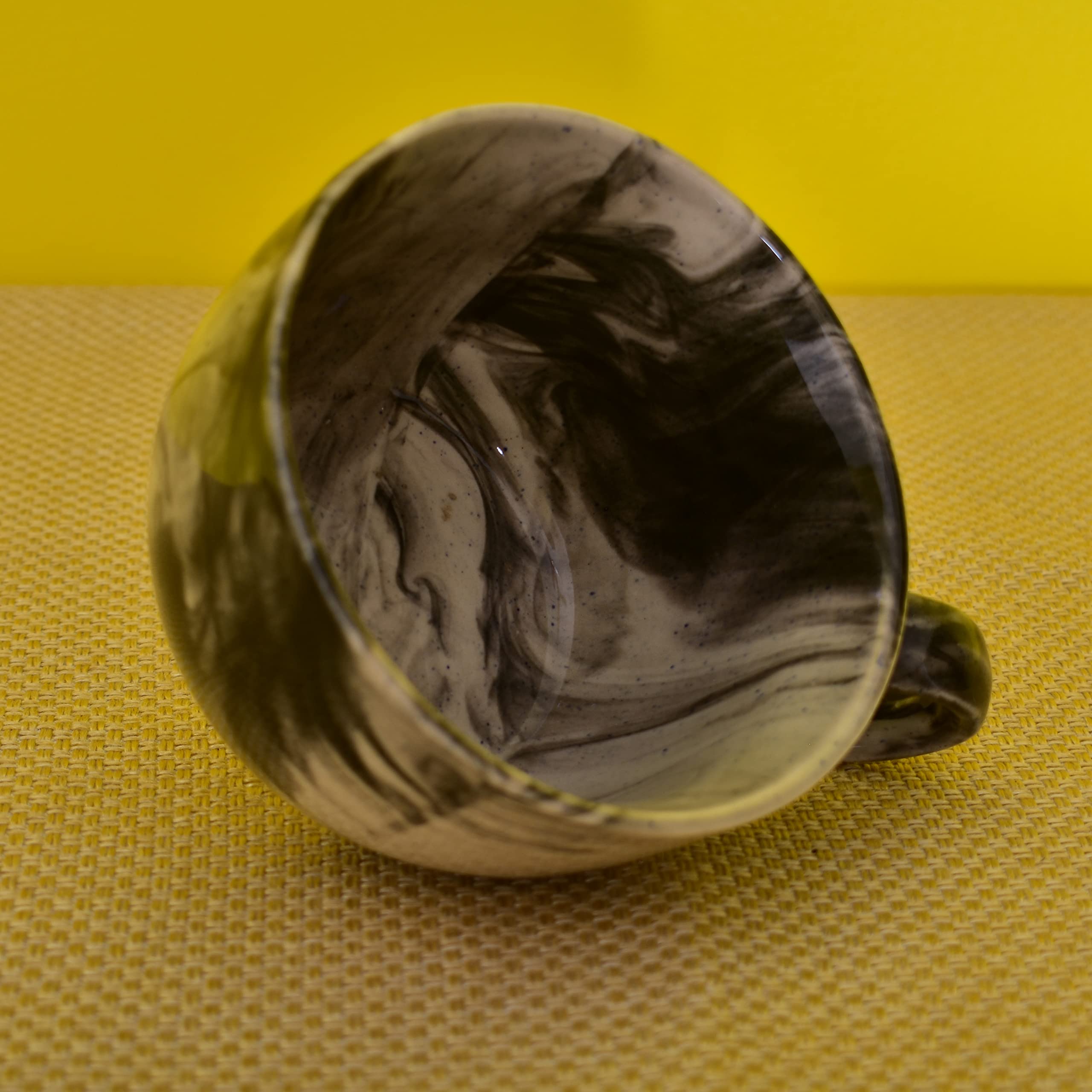Kunhar Ceramic Soup Mug - Marble Black, 4 Piece, 350 ML - Image 2
