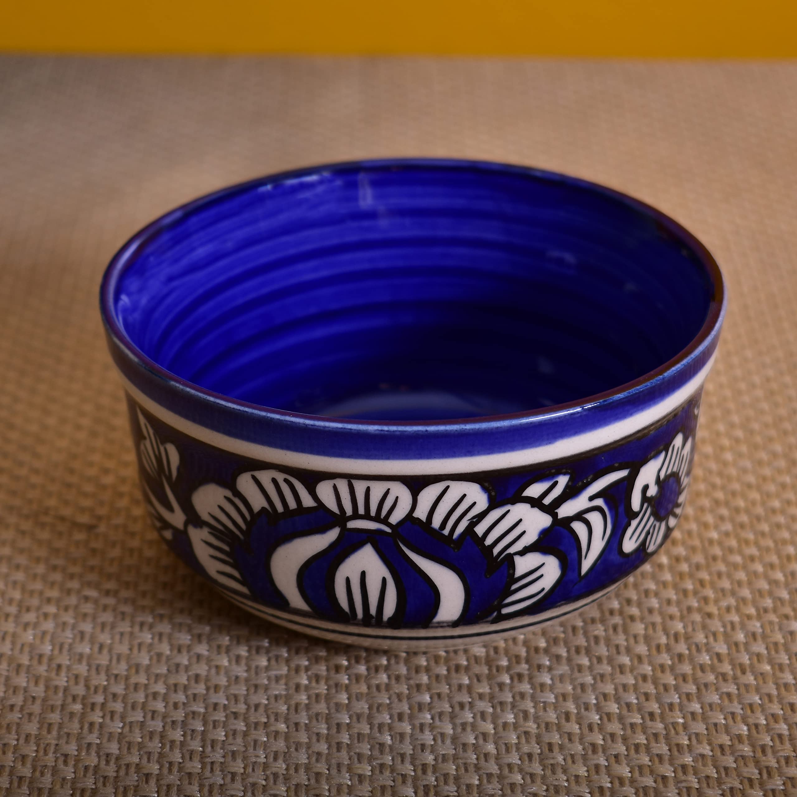 Kunhar Ceramic Bowls, Mughal Painting Ceramic Bowls - 260 ML, 6 Pieces, Blue - Image 3