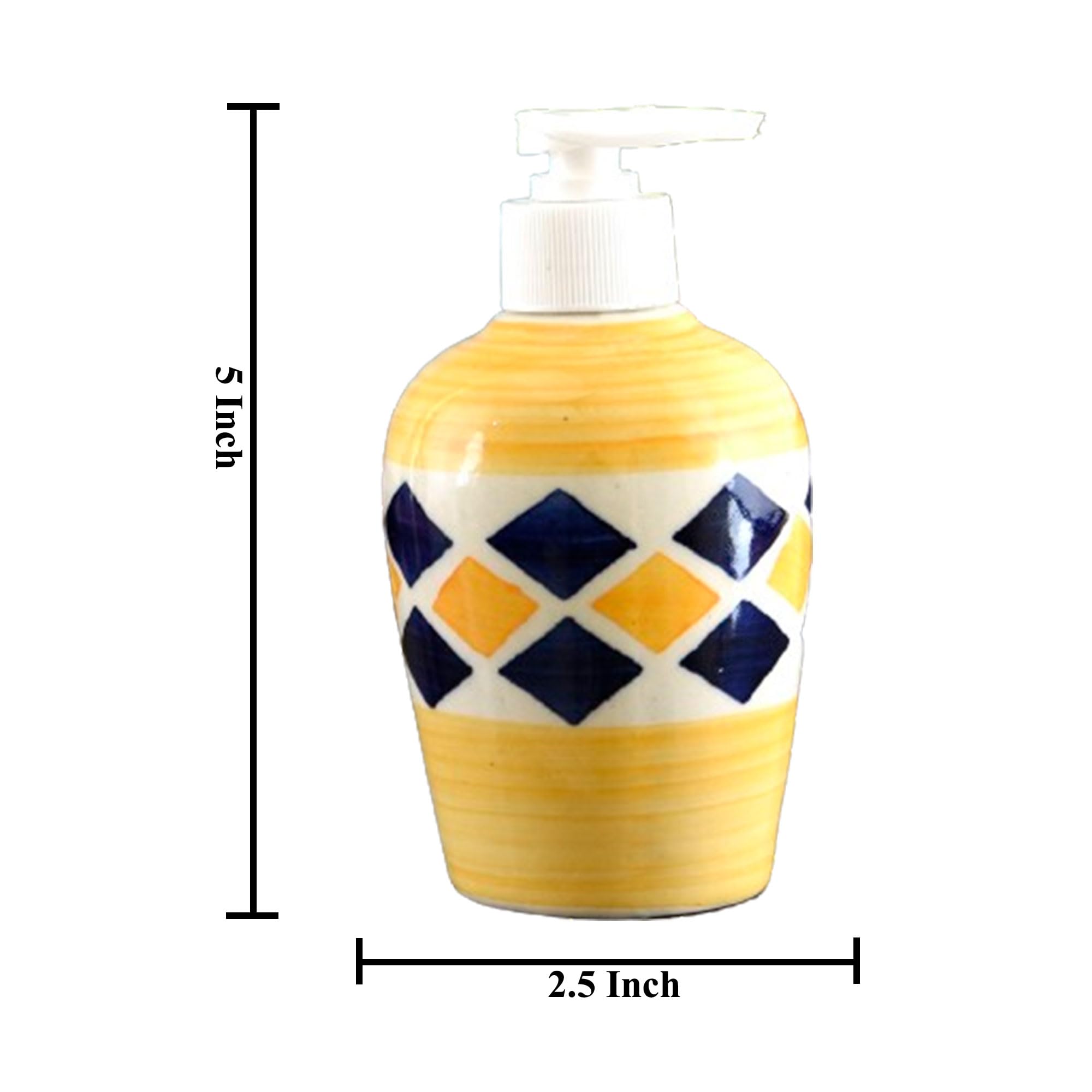 KunhaR Ceramic Long-Lasting Liquid Handwash Soap Dispenser for Bathroom | Handwash Bottle for Kitchen | Soap Dispenser for Wash Basin | Bathroom Accessories | 300 ml, Yellow Brick - Image 2