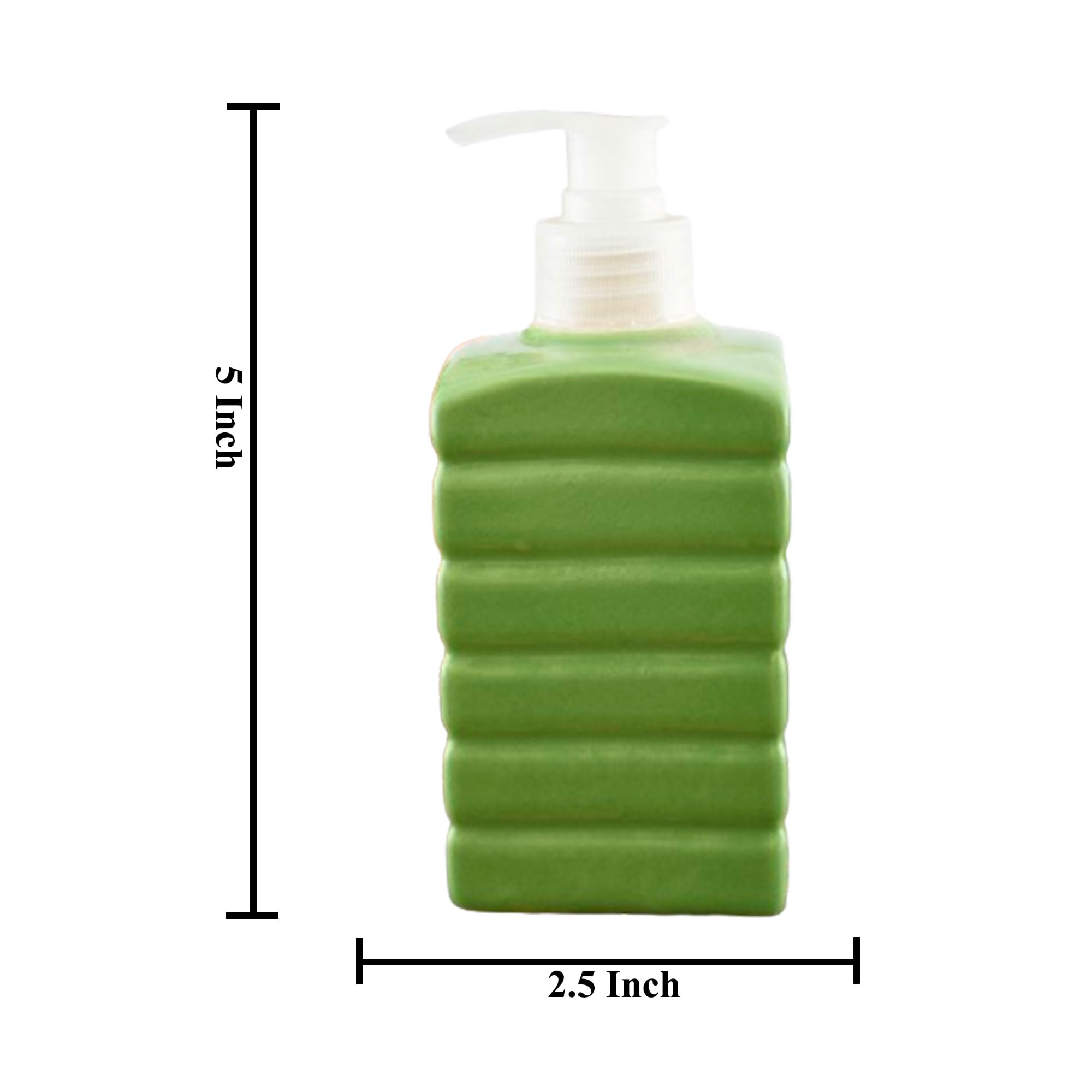 KunhaR Ceramic Long-Lasting Liquid Handwash Soap Dispenser for Bathroom | Handwash Bottle for Kitchen | Soap Dispenser for Wash Basin | Bathroom Accessories | 300 ml, Green Square - Image 2