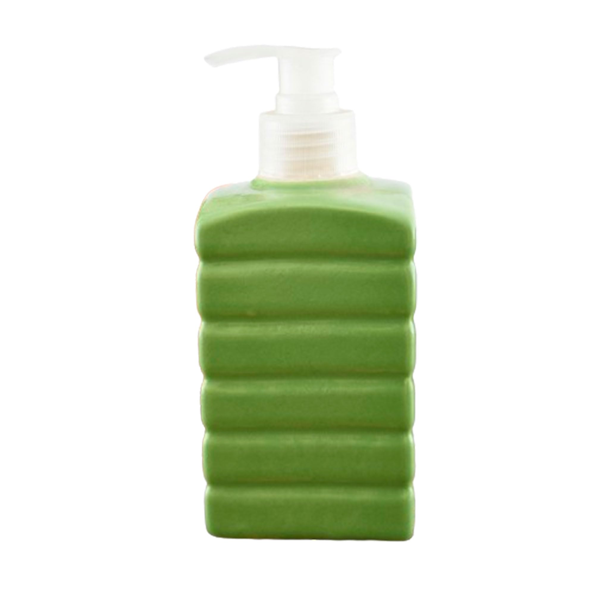 KunhaR Ceramic Long-Lasting Liquid Handwash Soap Dispenser for Bathroom | Handwash Bottle for Kitchen | Soap Dispenser for Wash Basin | Bathroom Accessories | 300 ml, Green Square - Image 3