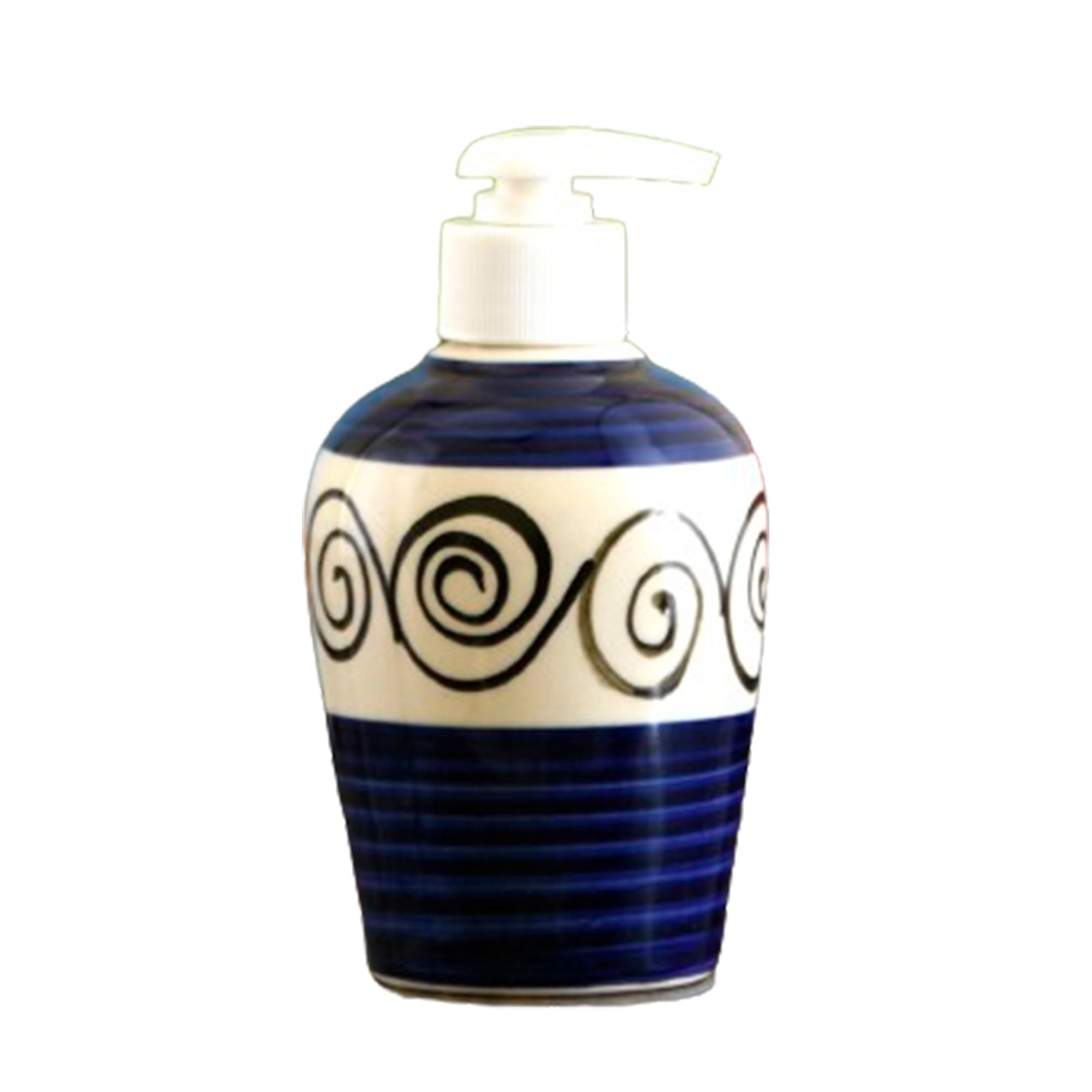 KunhaR Ceramic Long-Lasting Liquid Handwash Soap Dispenser for Bathroom | Handwash Bottle for Kitchen | Soap Dispenser for Wash Basin | Bathroom Accessories | 300 ml, Blue Round Line - Image 3