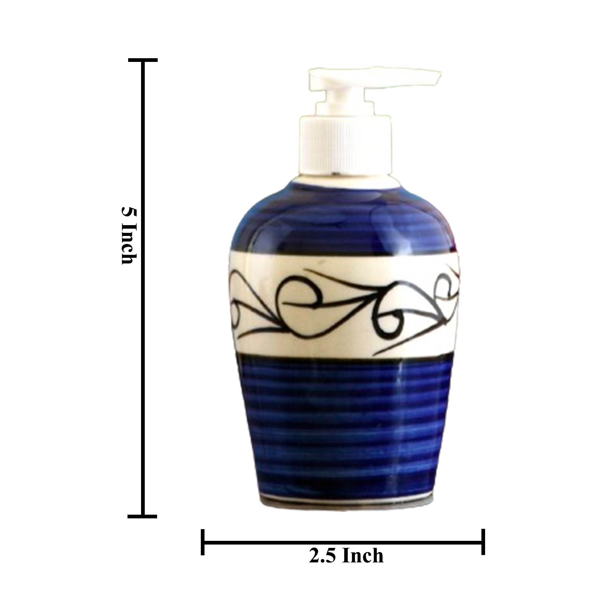 KunhaR Ceramic Long-Lasting Liquid Handwash Soap Dispenser for Bathroom | Handwash Bottle for Kitchen | Soap Dispenser for Wash Basin | Bathroom Accessories | 300 ml, Blue D1 - Image 2