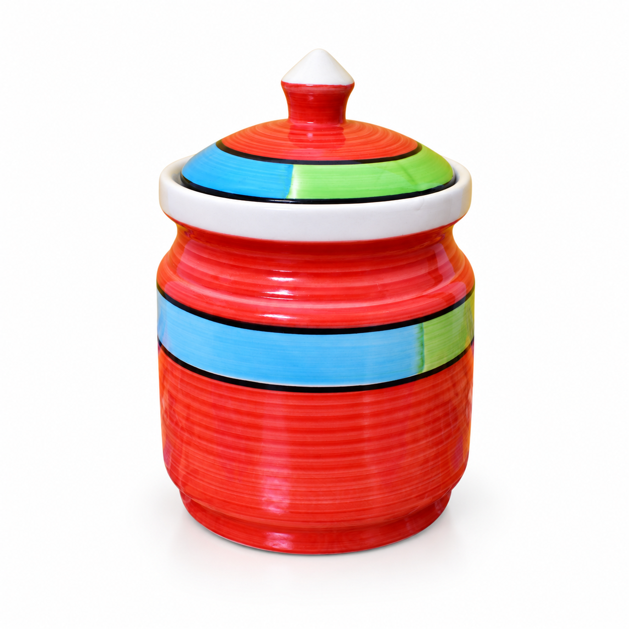 Kunhar Ceramic Jars 600ML Handcrafted Multipurpose Barni Lid Pickle Chutney Spices Salt Sugar Kitchen Storage Containers Red - Image 6