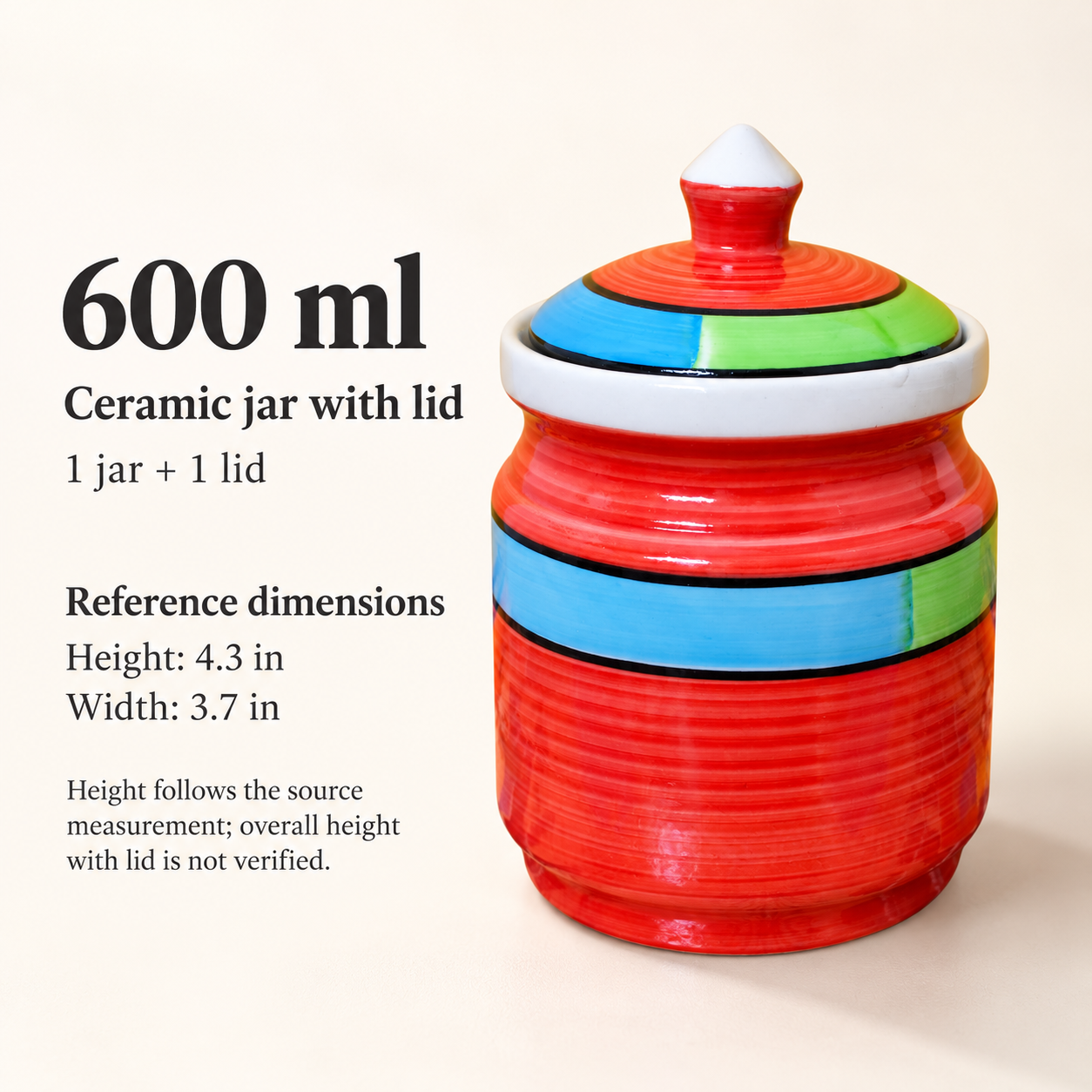 Kunhar Ceramic Jars 600ML Handcrafted Multipurpose Barni Lid Pickle Chutney Spices Salt Sugar Kitchen Storage Containers Red - Image 7