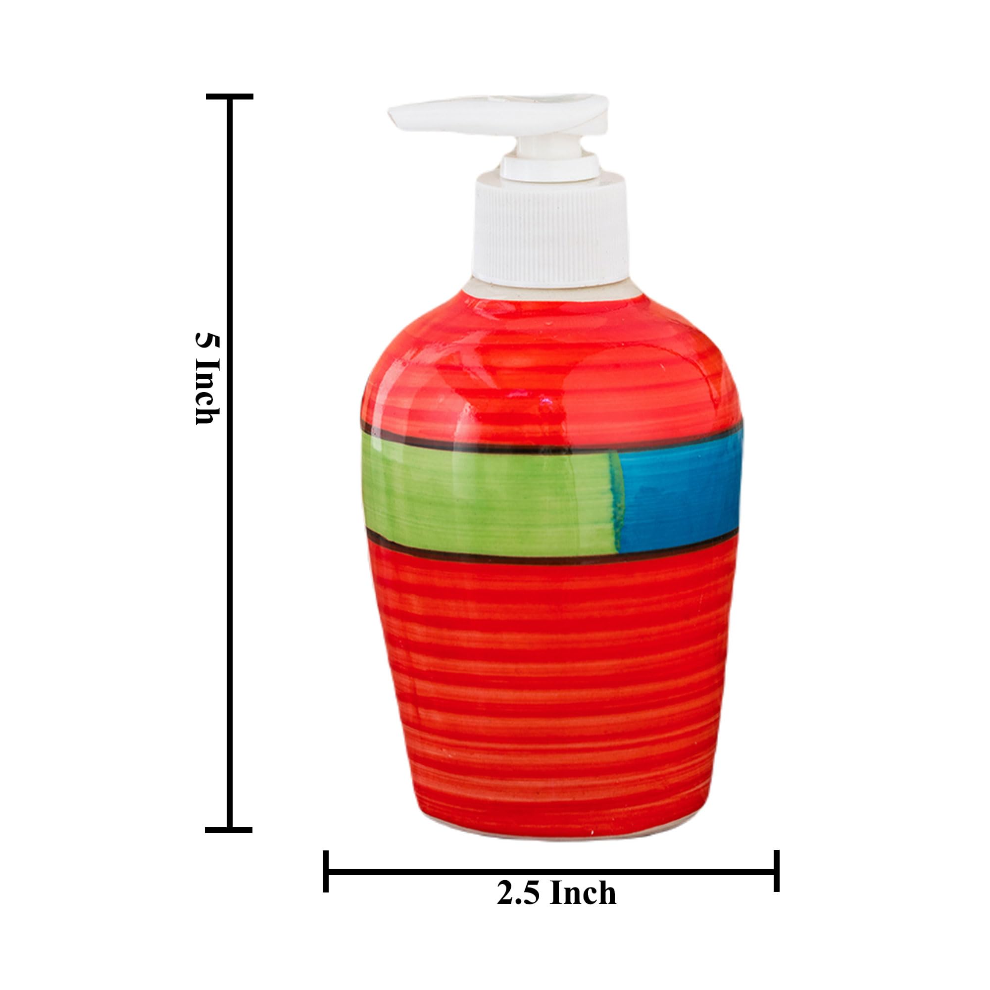 KunhaR Ceramic Long-Lasting Liquid Handwash Soap Dispenser for Bathroom | Handwash Bottle for Kitchen | Soap Dispenser for Wash Basin | Bathroom Accessories | 300 ml, Red Multicolor - Image 2