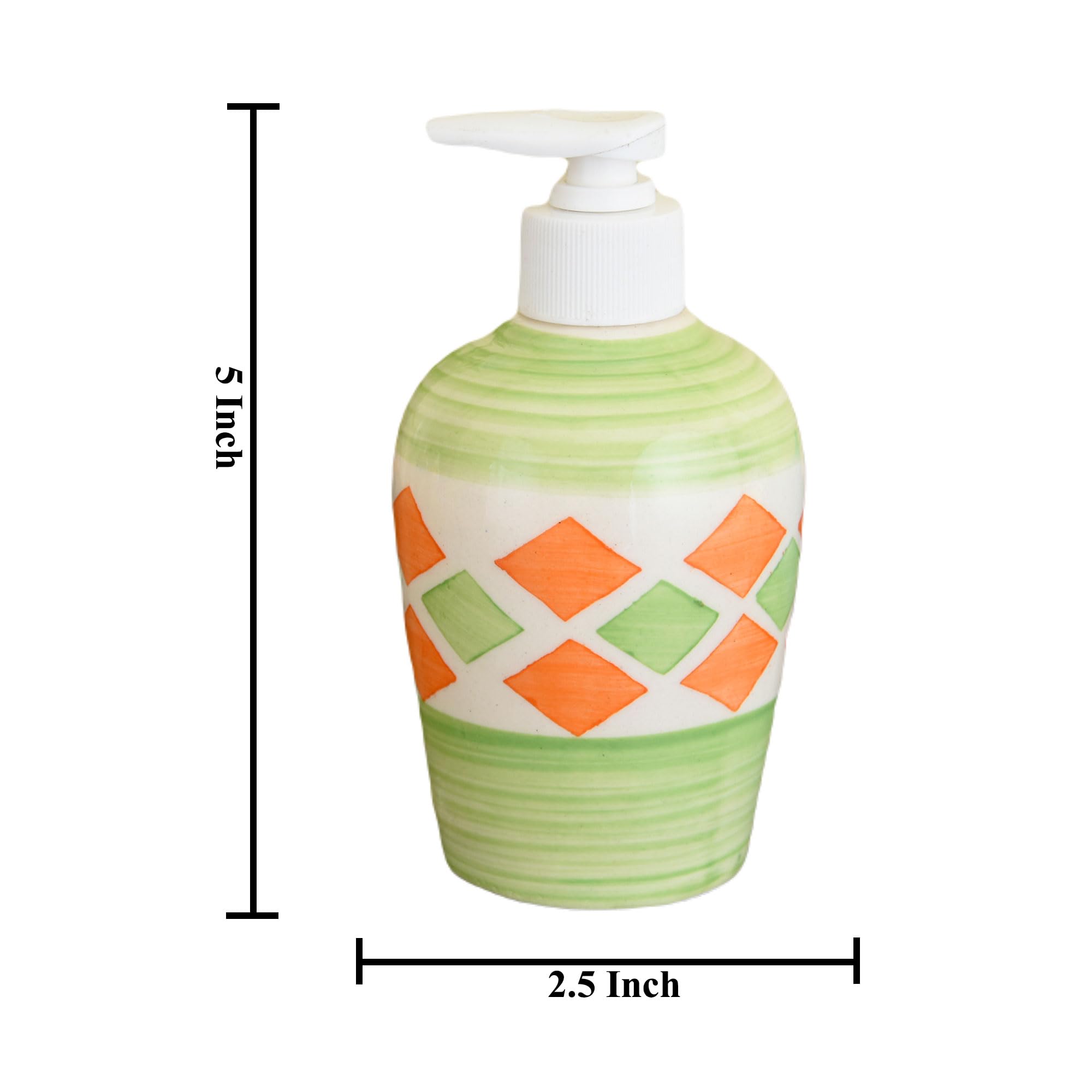 KunhaR Ceramic Long-Lasting Liquid Handwash Soap Dispenser for Bathroom | Handwash Bottle for Kitchen | Soap Dispenser for Wash Basin | Bathroom Accessories | 300 ml, Green Brick - Image 2