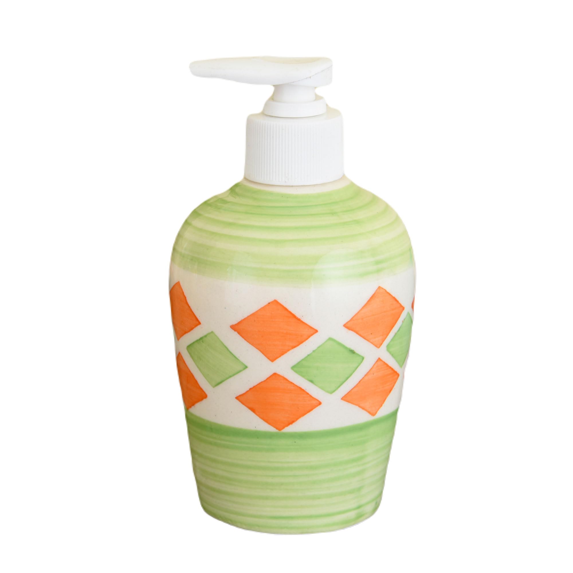 KunhaR Ceramic Long-Lasting Liquid Handwash Soap Dispenser for Bathroom | Handwash Bottle for Kitchen | Soap Dispenser for Wash Basin | Bathroom Accessories | 300 ml, Green Brick - Image 3