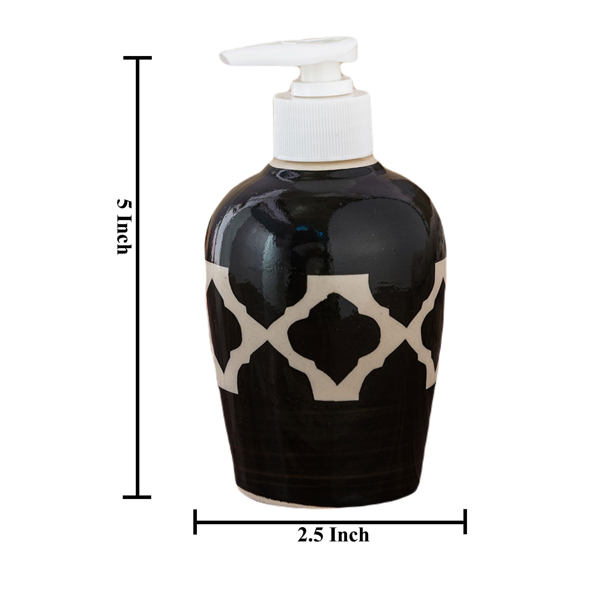 KunhaR Ceramic Long-Lasting Liquid Handwash Soap Dispenser for Bathroom | Handwash Bottle for Kitchen | Soap Dispenser for Wash Basin | Bathroom Accessories | 300 ml, Black Chidi - Image 2