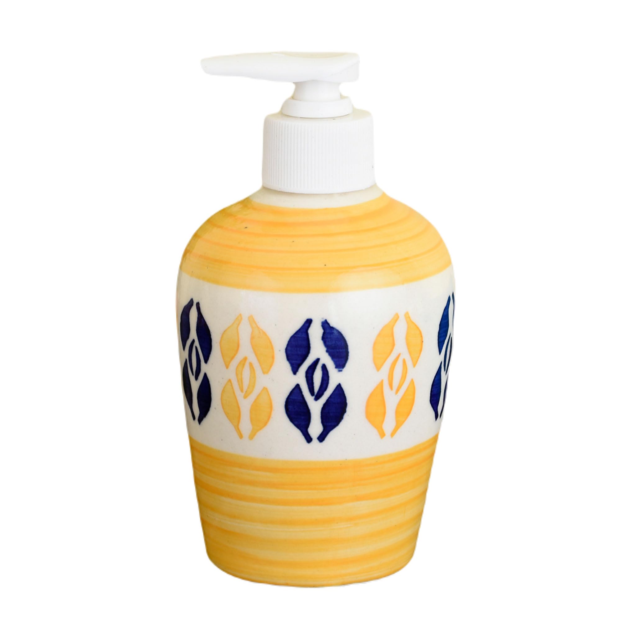 KunhaR Ceramic Long-Lasting Liquid Handwash Soap Dispenser for Bathroom | Handwash Bottle for Kitchen | Soap Dispenser for Wash Basin | Bathroom Accessories | 300 ml, Yellow Multicolor - Image 3