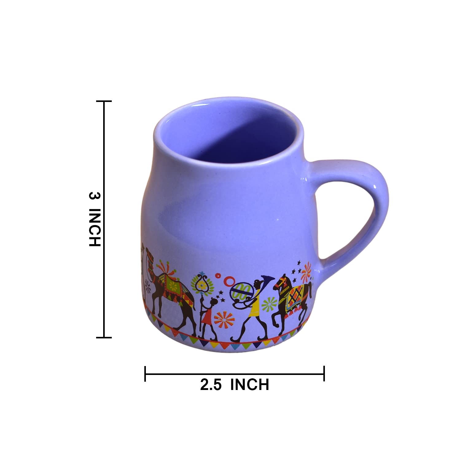 Kunhar Ceramic Tea Cups, Coffee Cups - 6 Pieces, Soft Blue, 160 Ml - Image 2